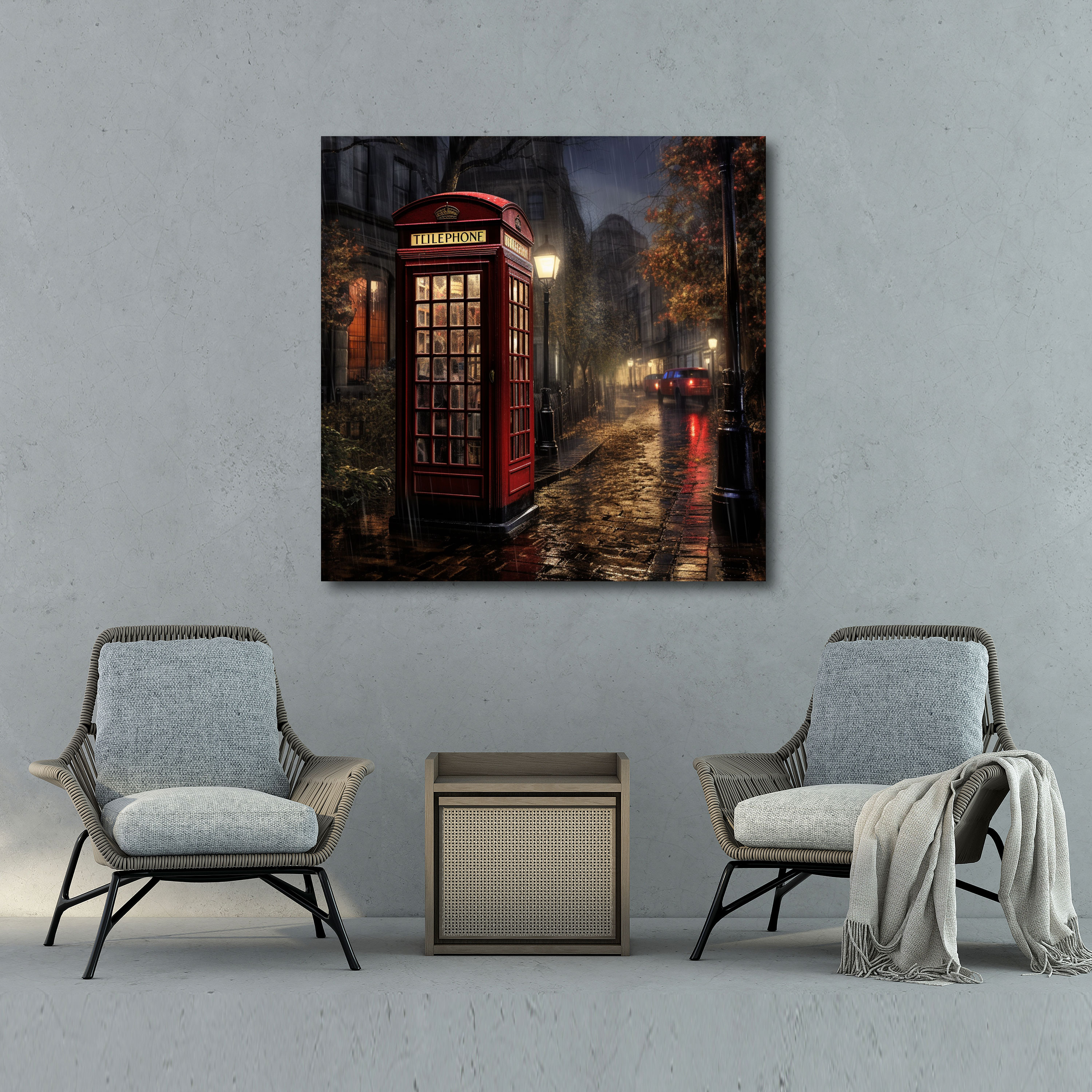 Vintage Telephone Booth Wall Art - Retro, Romance, Vintage Telephone Booth, Wall Art
