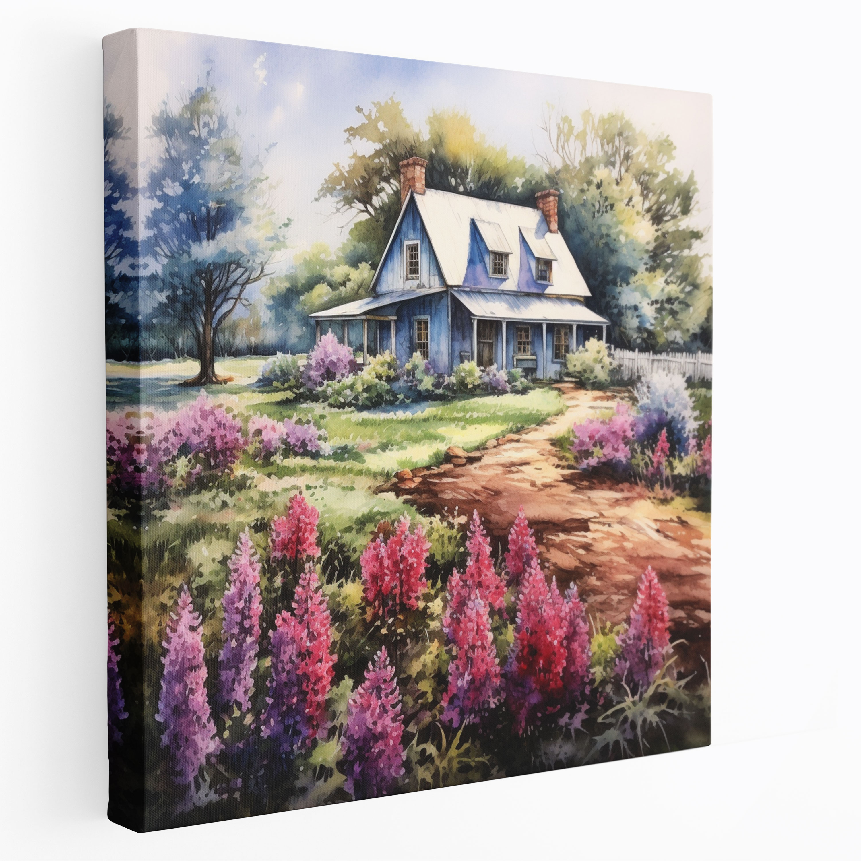 Rustic Watercolor Farmhouse Canvas Print - Rustic, Watercolor, Wall Art, Countryside