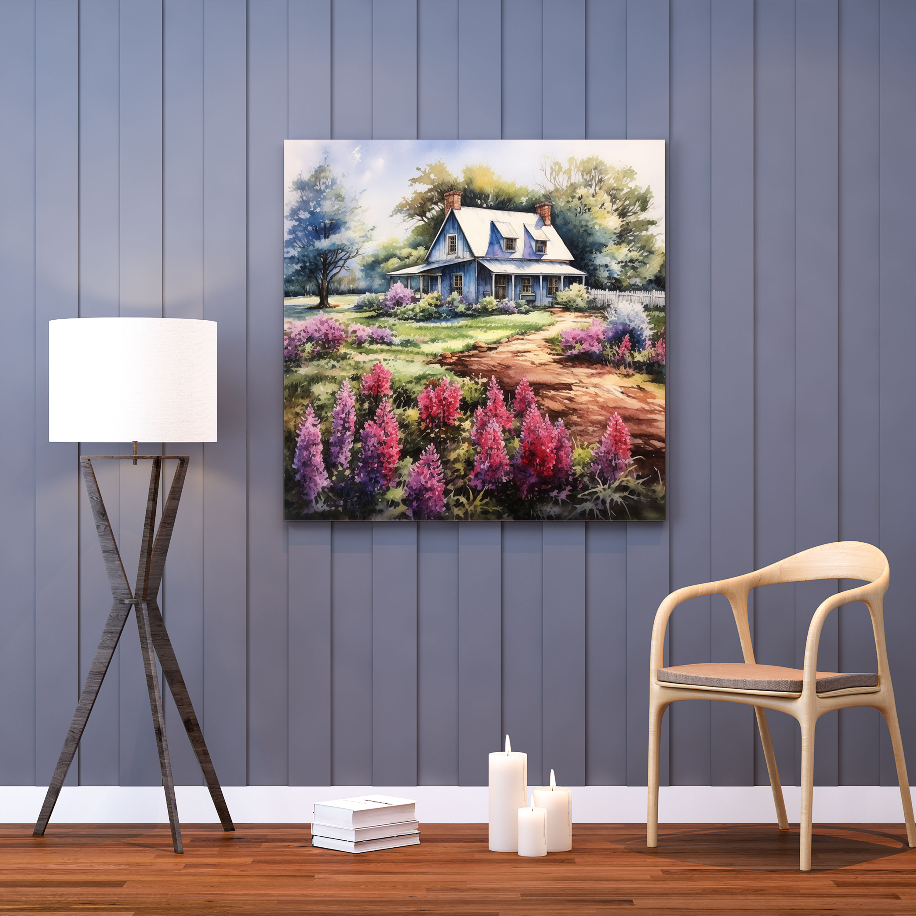 Rustic Watercolor Farmhouse Canvas Print - Rustic, Watercolor, Wall Art, Countryside