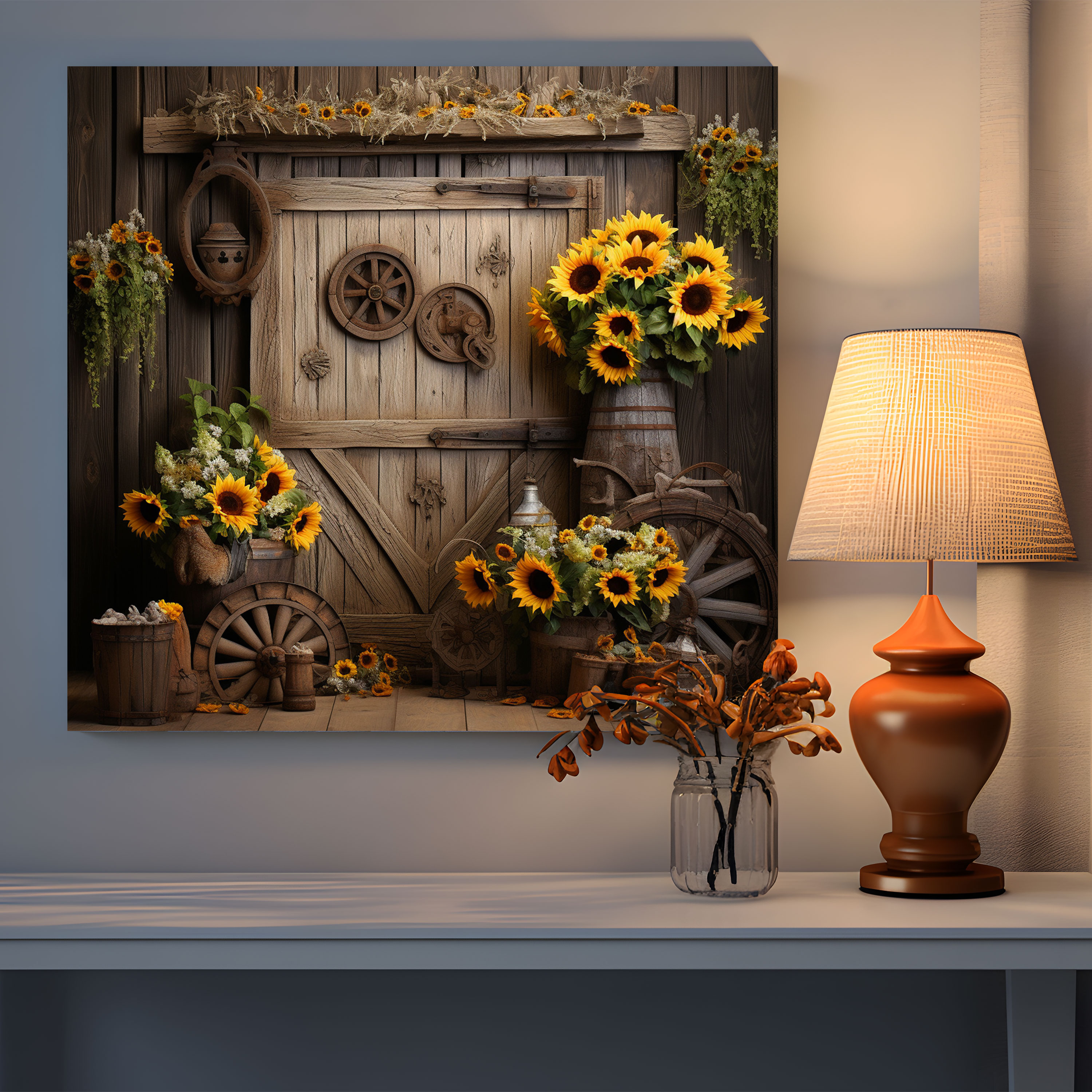 Rustic Barn Door Wall Art - Rustic, Barn Door, Canvas Wall Art, Home Decoration