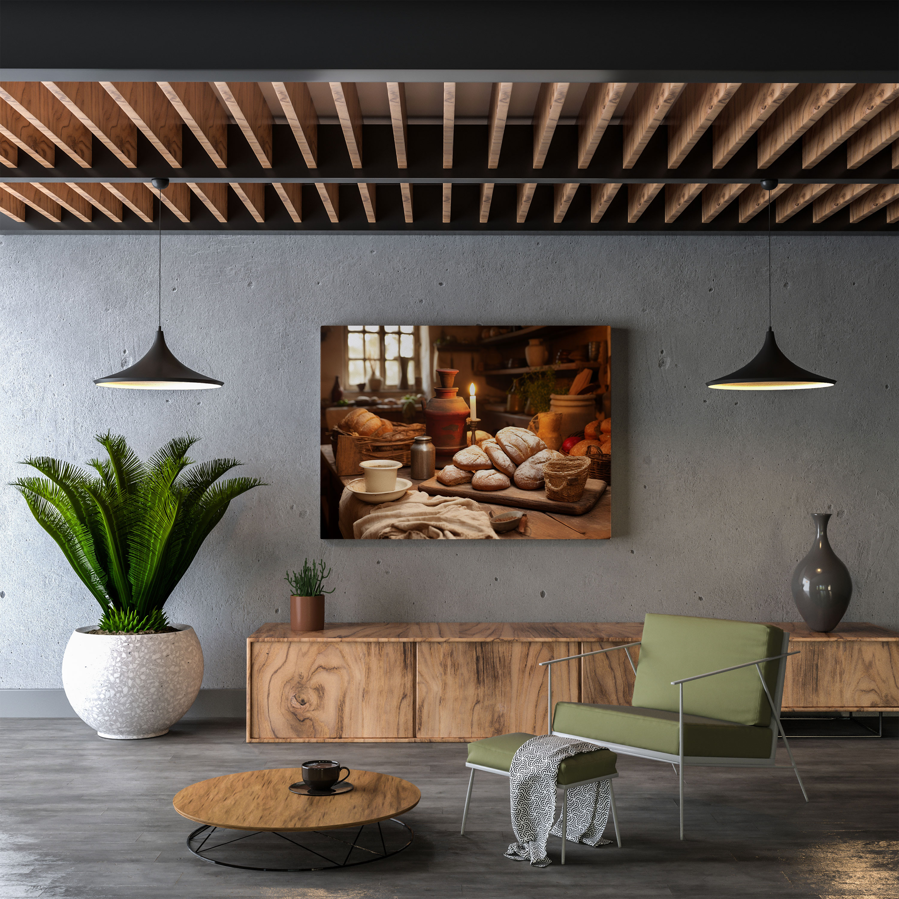 Rustic Kitchen Scene Canvas Print - Rustic, Vintage Utensils, Rustic, Home Decoration