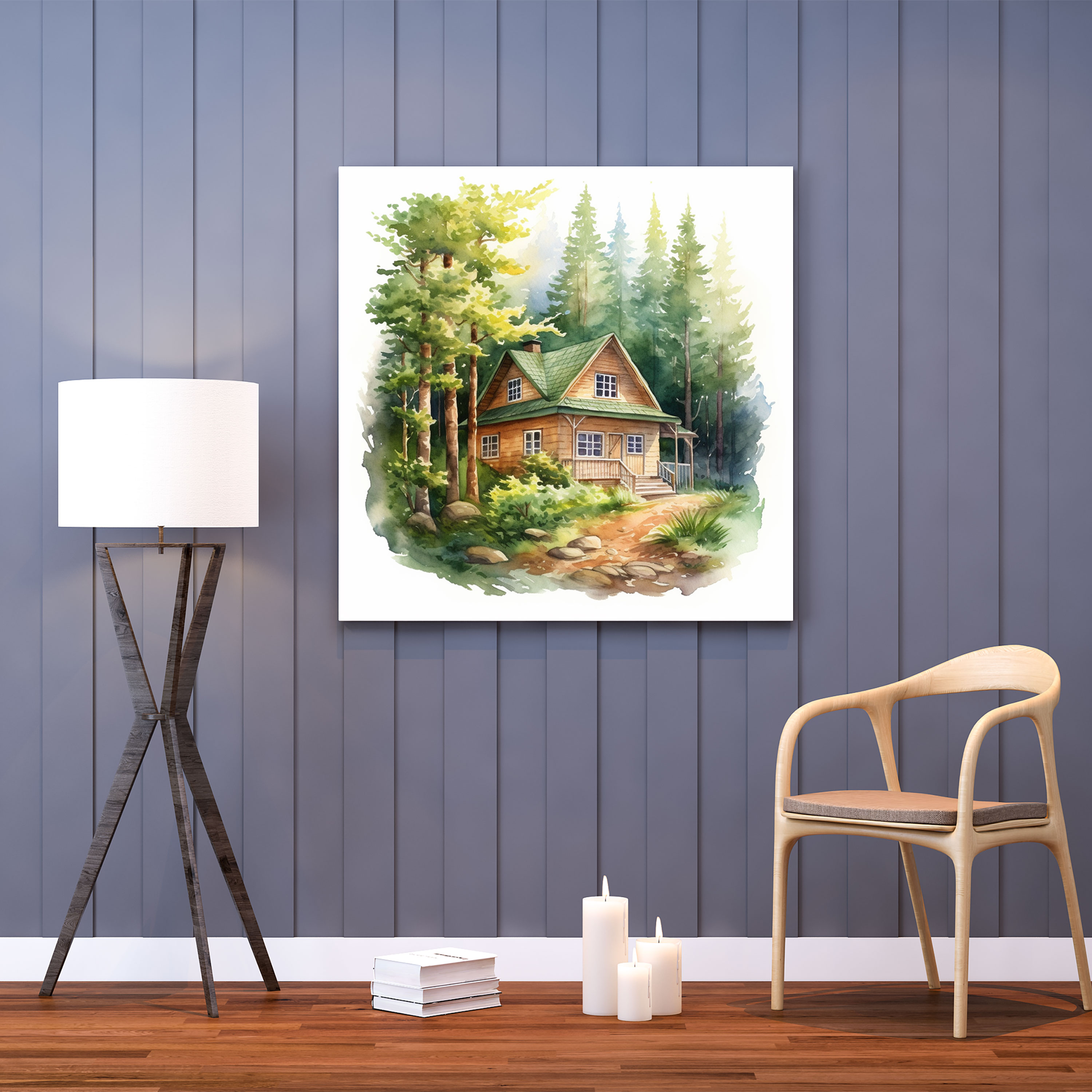 Rustic Forest Cabin Canvas Print - Rustic, Wall Art, Rustic Charm, Cabin