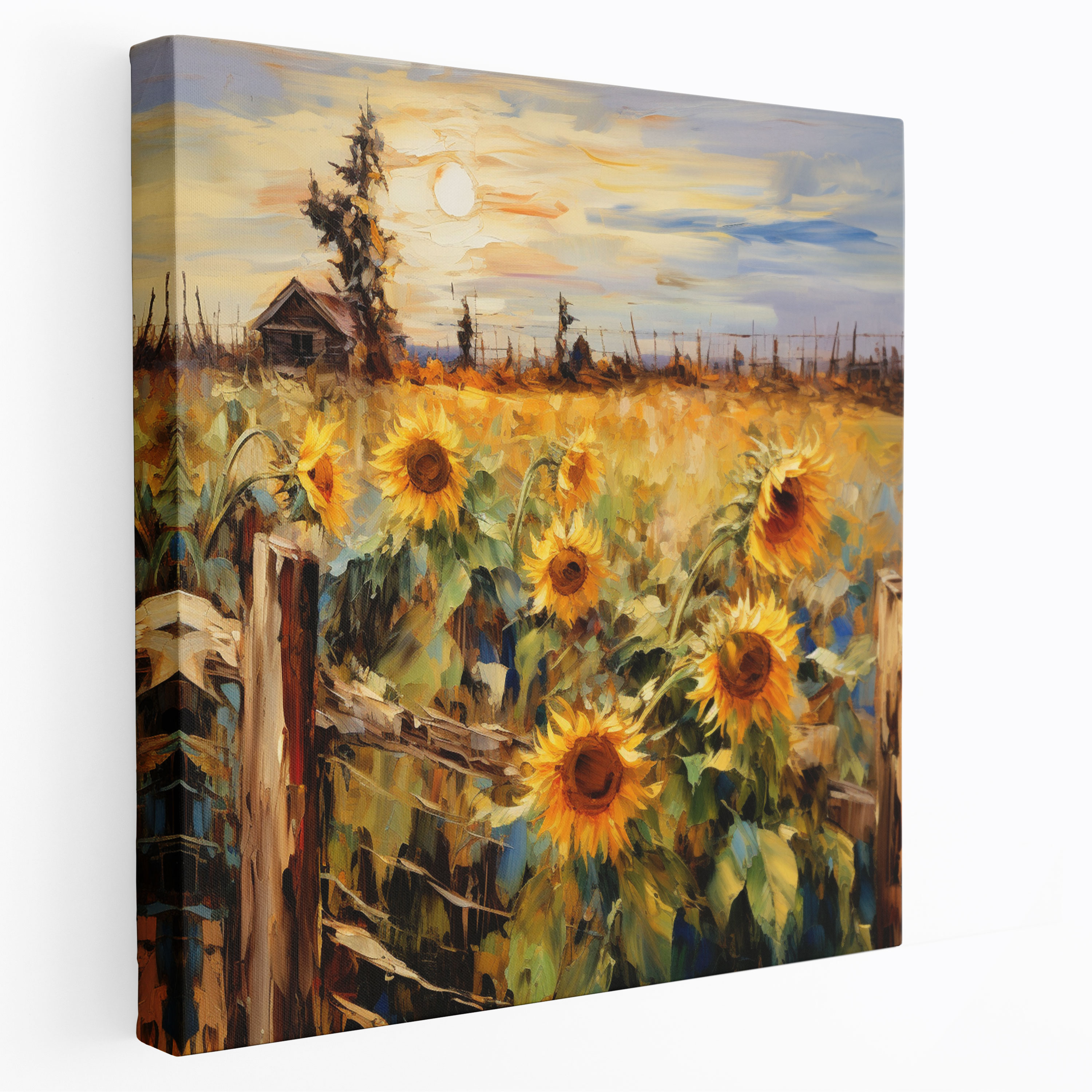 Rustic Sunflower Field Wall Decoration - Rustic, Sunflower Field, Canvas Print, Wall Art