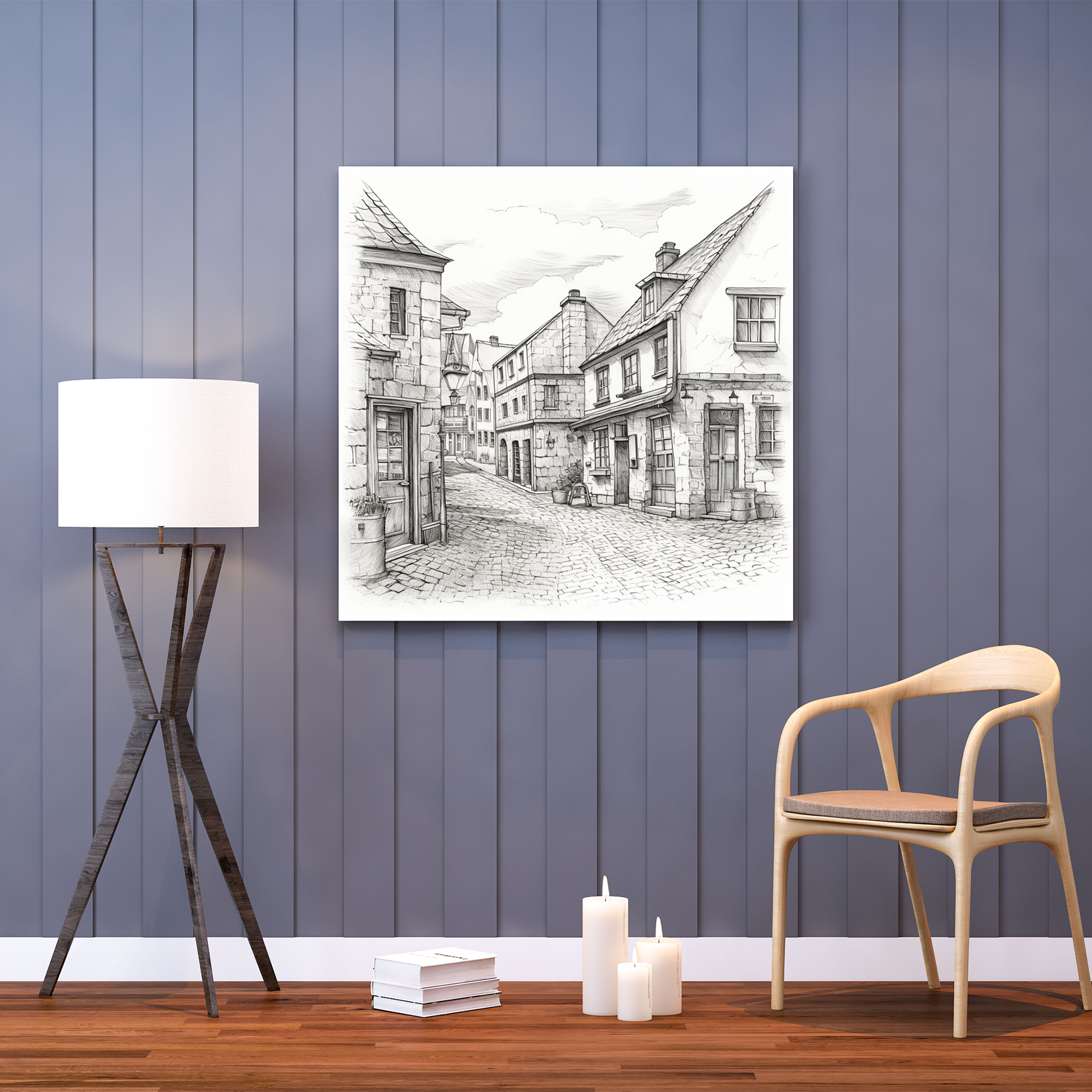 Rustic Townscape Canvas Print - Rustic, Cobblestone Streets, Rustic, Nostalgia
