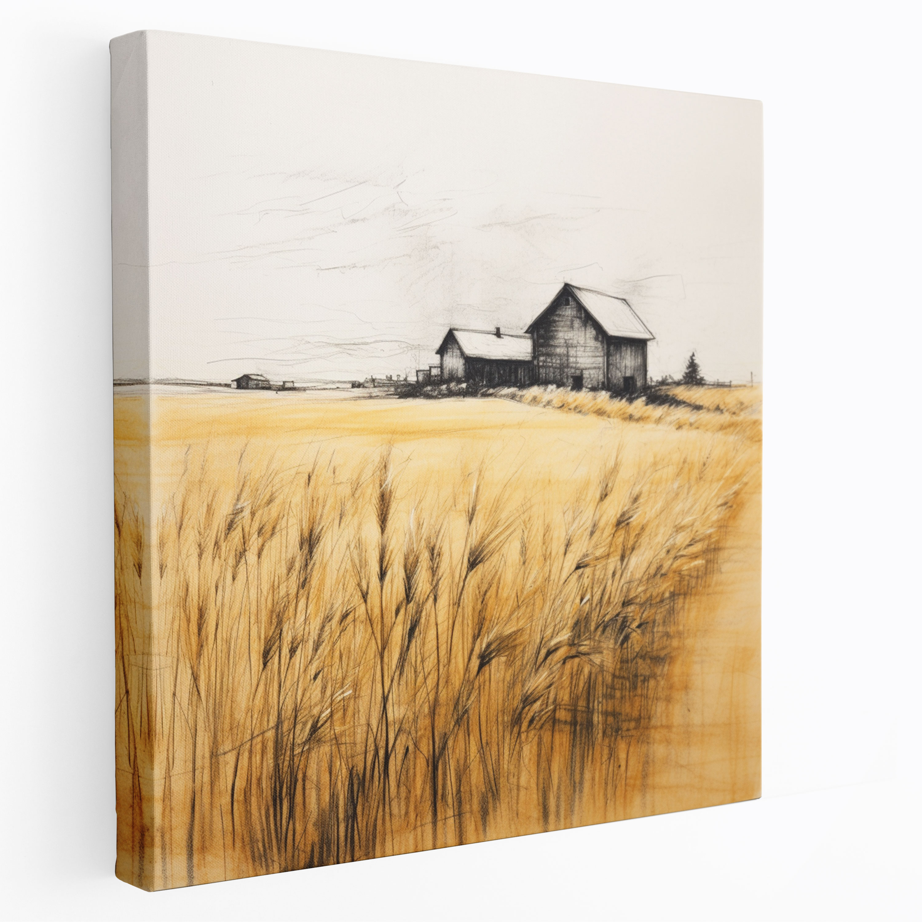 Rustic Wheat Field Barn Wall Art - Rustic, Wall Decoration, Canvas, Peacefulness
