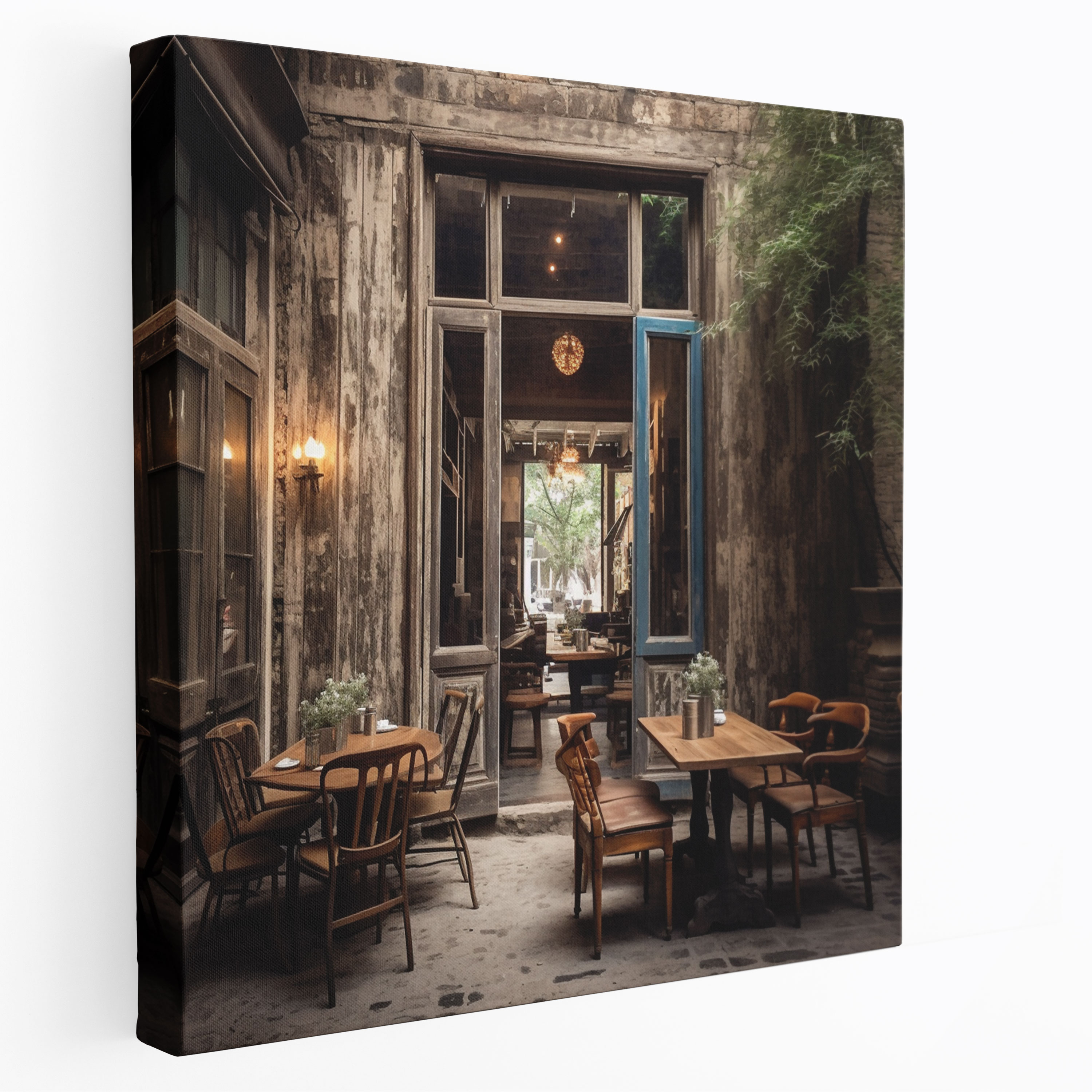 Rustic Café Canvas Print - Rustic, Rustic, Warmth, Cobblestone Street