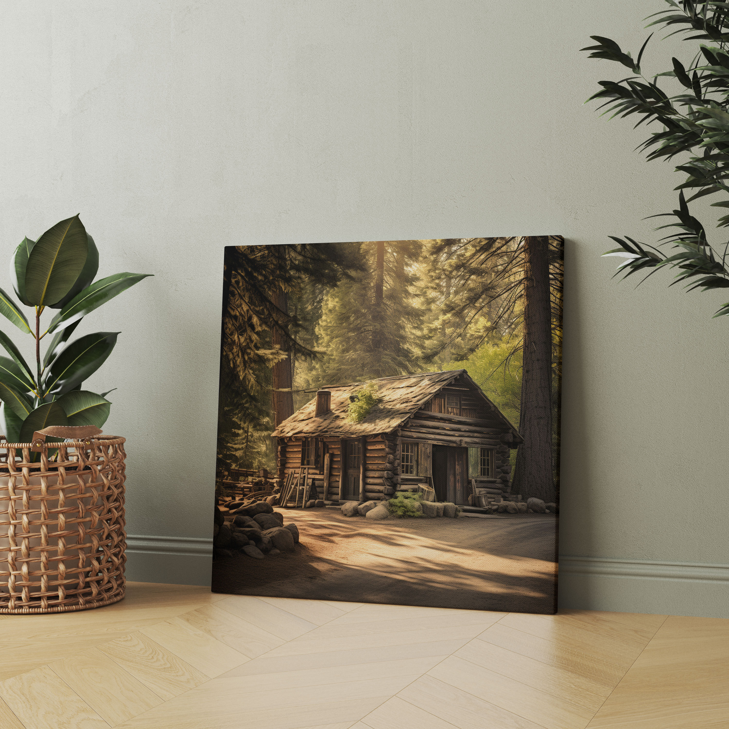 Rustic Log Cabin Canvas Print - Rustic, Canvas Print, Home Decoration, Wall Decoration