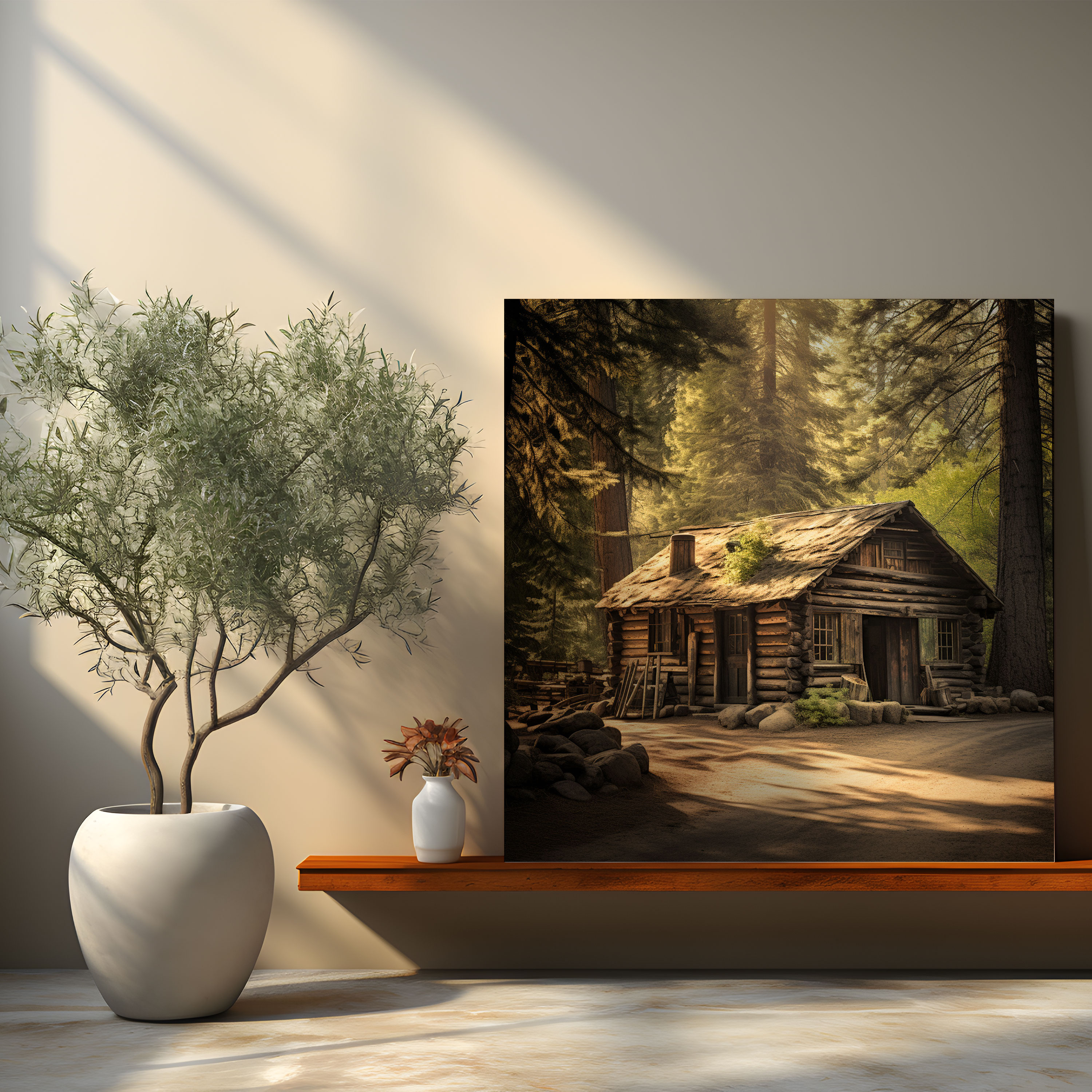 Rustic Log Cabin Canvas Print - Rustic, Canvas Print, Home Decoration, Wall Decoration
