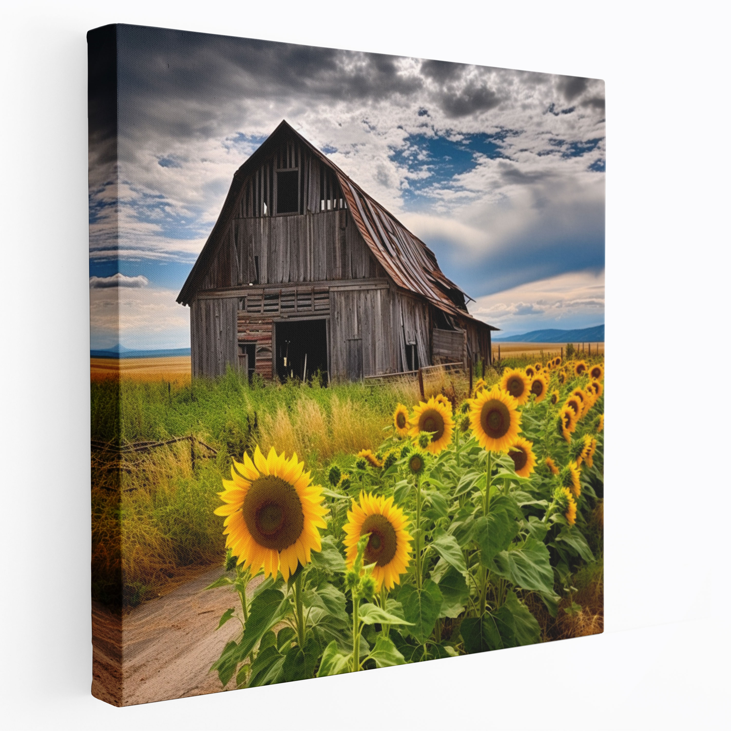 Rustic Sunflower Canvas Print - Rustic, Rustic Decor, Rustic Sunflower Canvas Print, Home Decoration