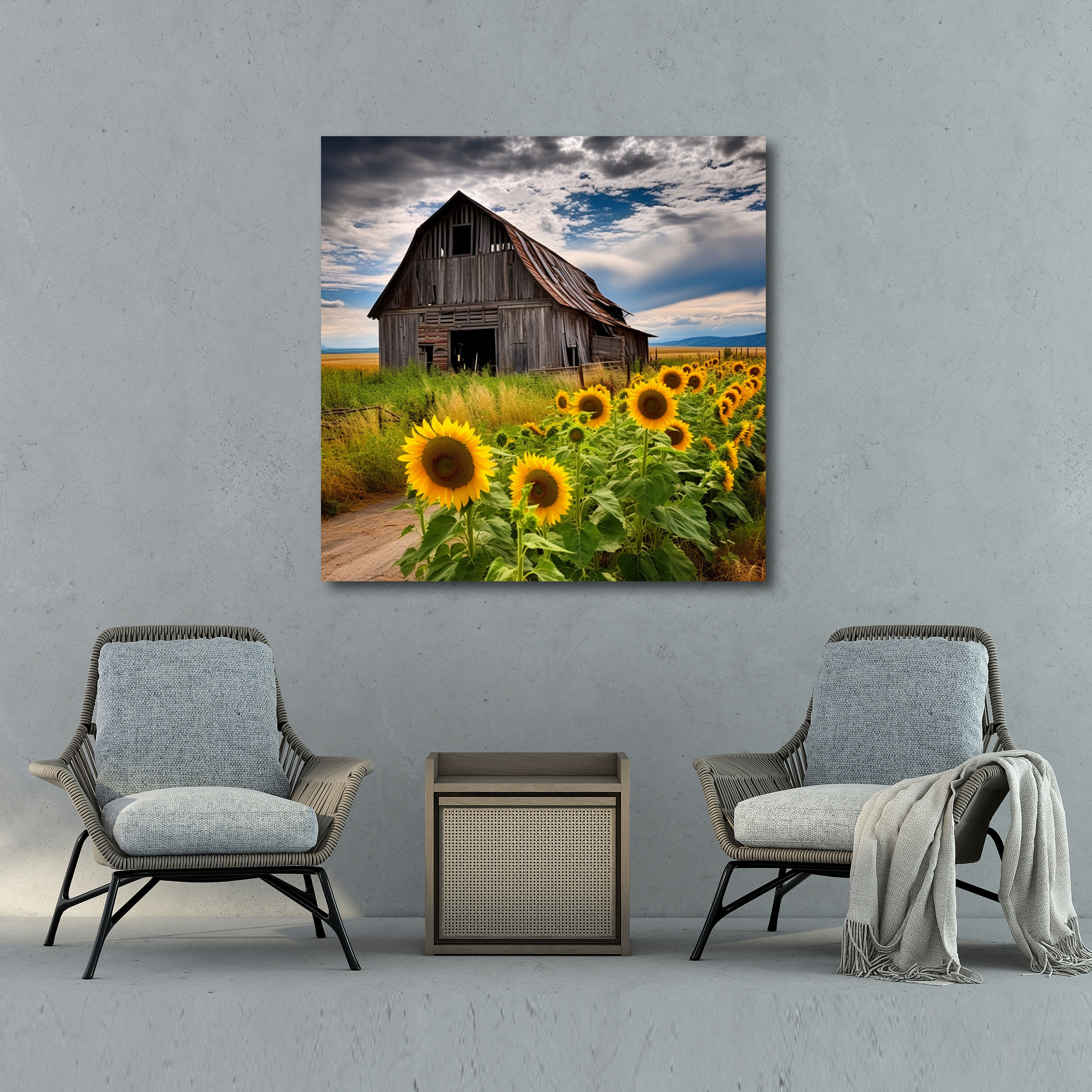 Rustic Sunflower Canvas Print - Rustic, Rustic Decor, Rustic Sunflower Canvas Print, Home Decoration