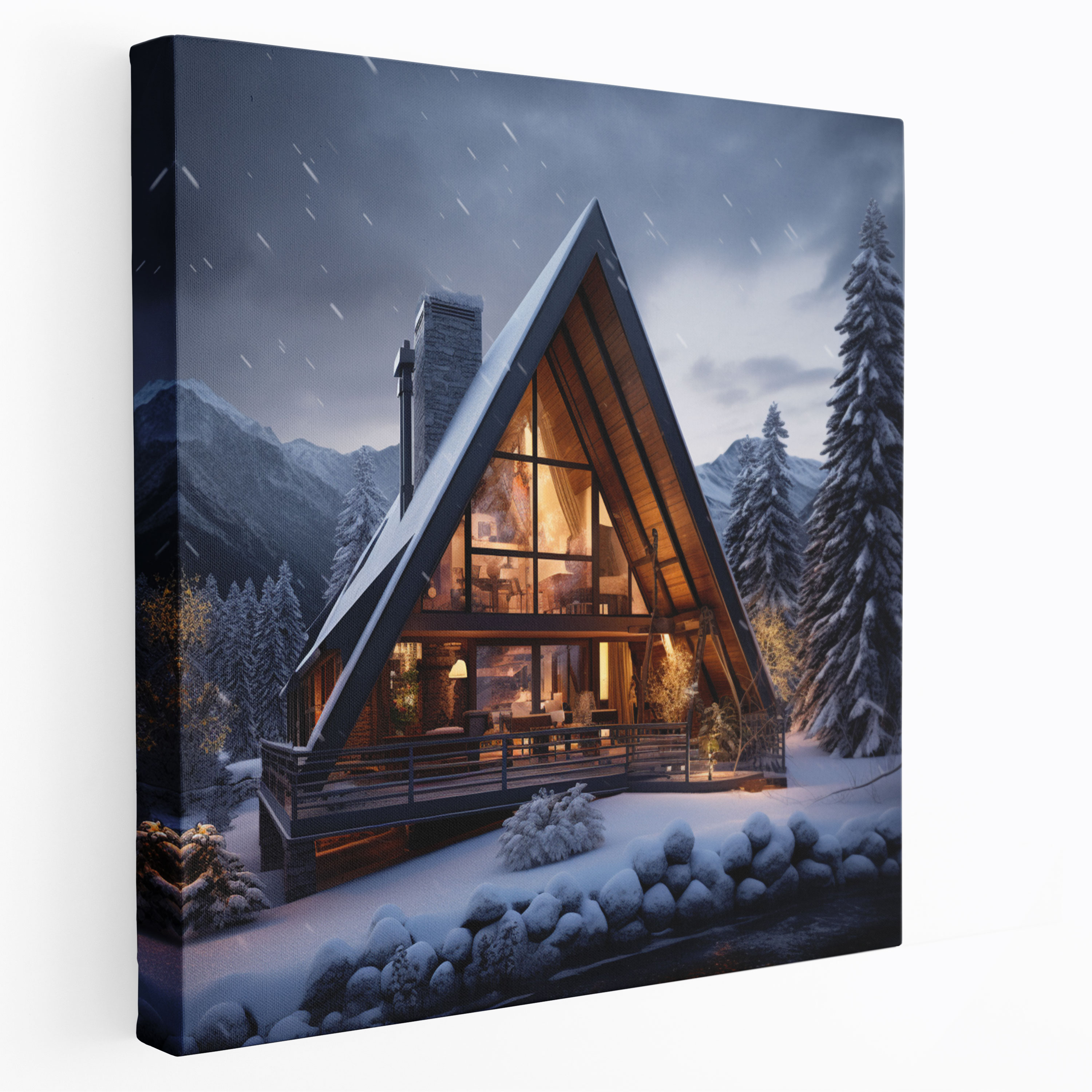Rustic Cabin Canvas Print - Rustic, Wall Art, Winter Decor, Canvas Wall Art