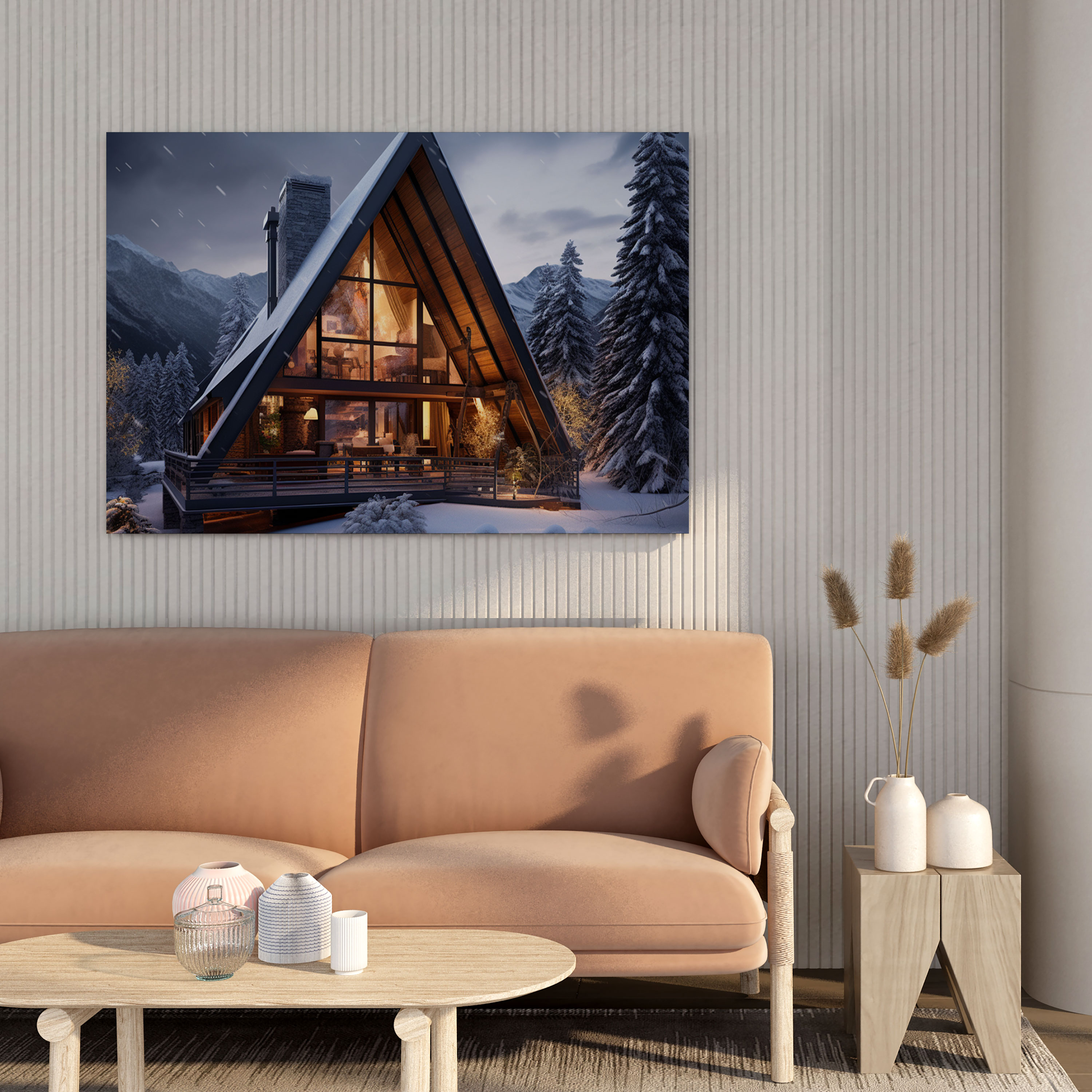 Rustic Cabin Canvas Print - Rustic, Wall Art, Winter Decor, Canvas Wall Art