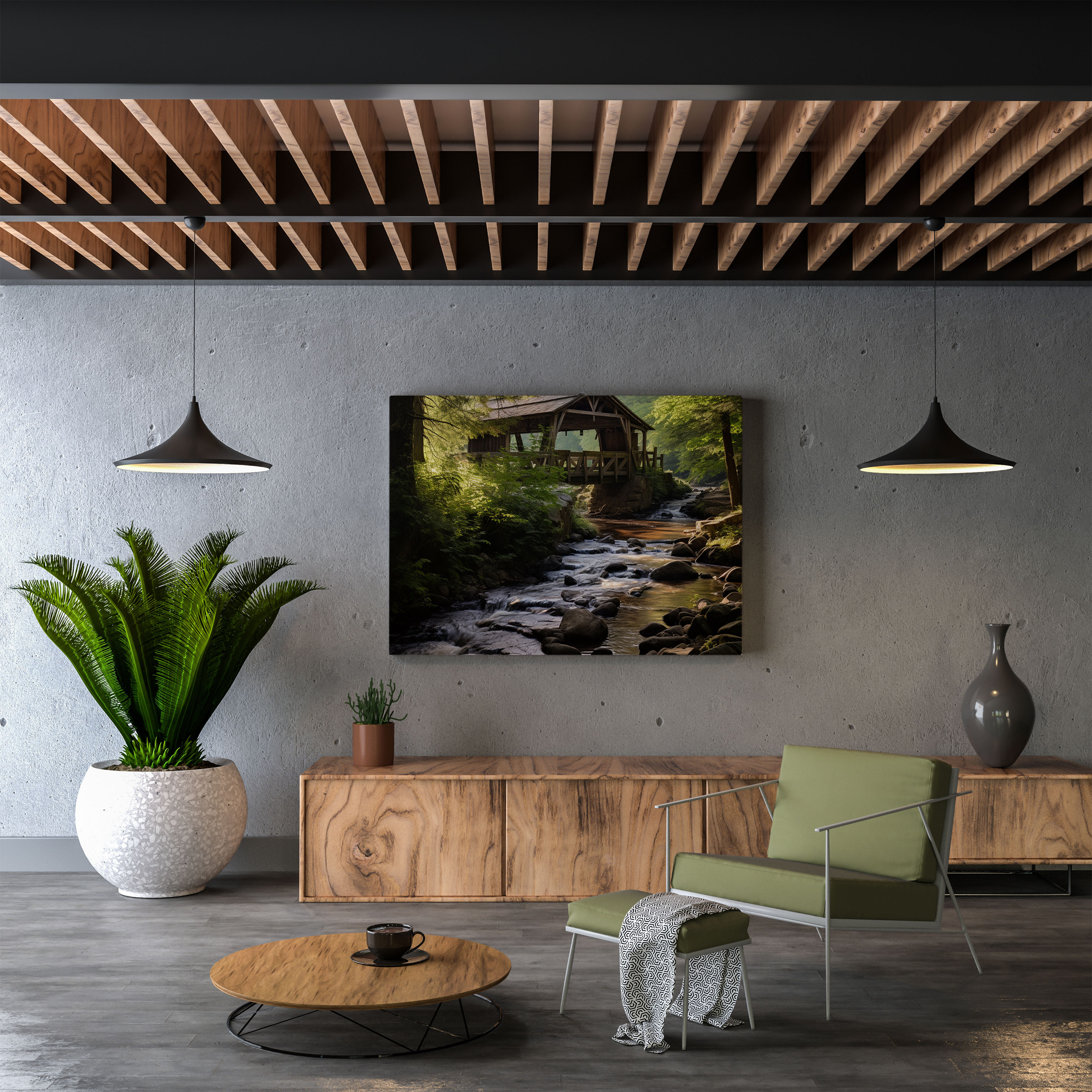 Rustic Covered Bridge Canvas Print - Rustic, Wall Decoration, Canvas, Bridge Decor