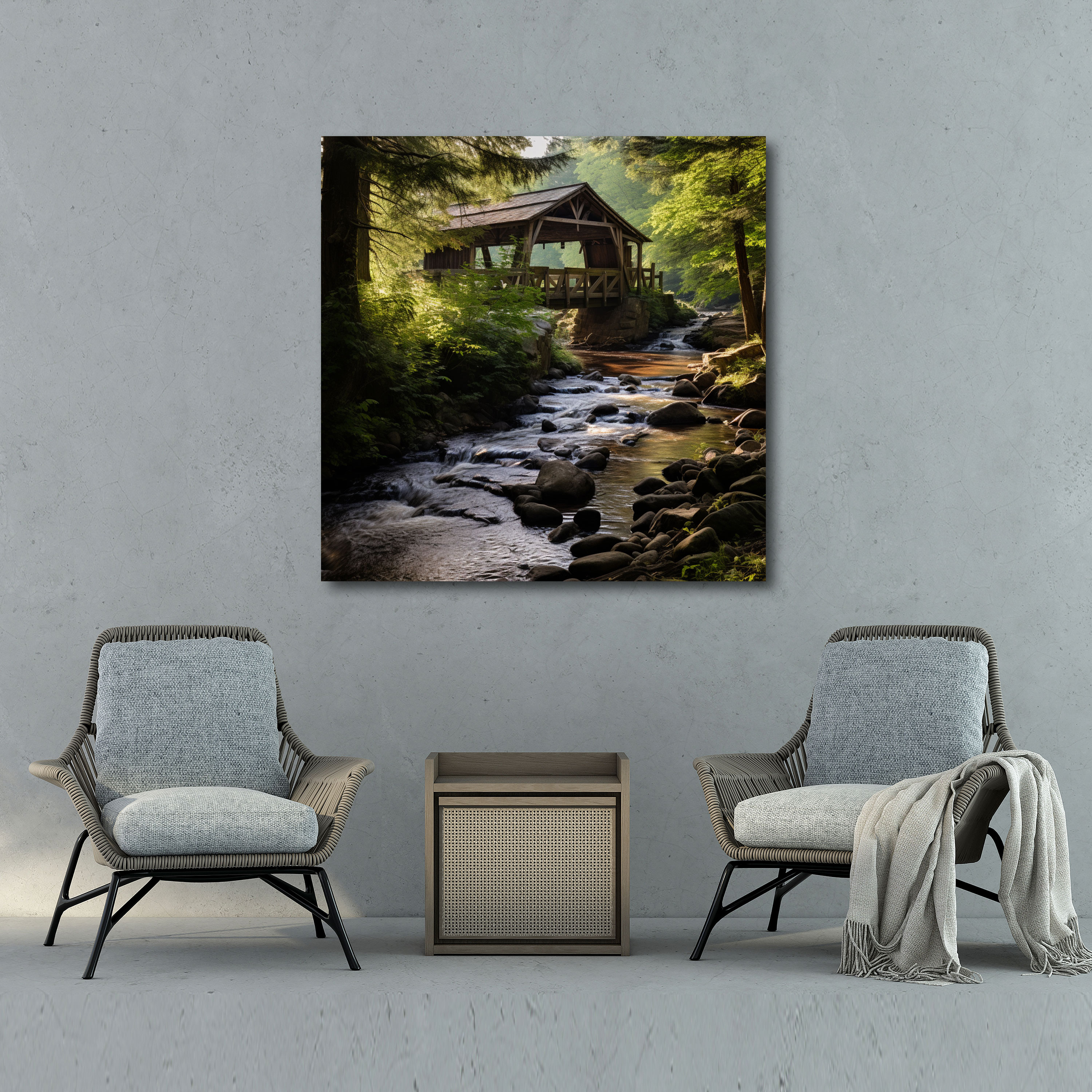 Rustic Covered Bridge Canvas Print - Rustic, Wall Decoration, Canvas, Bridge Decor