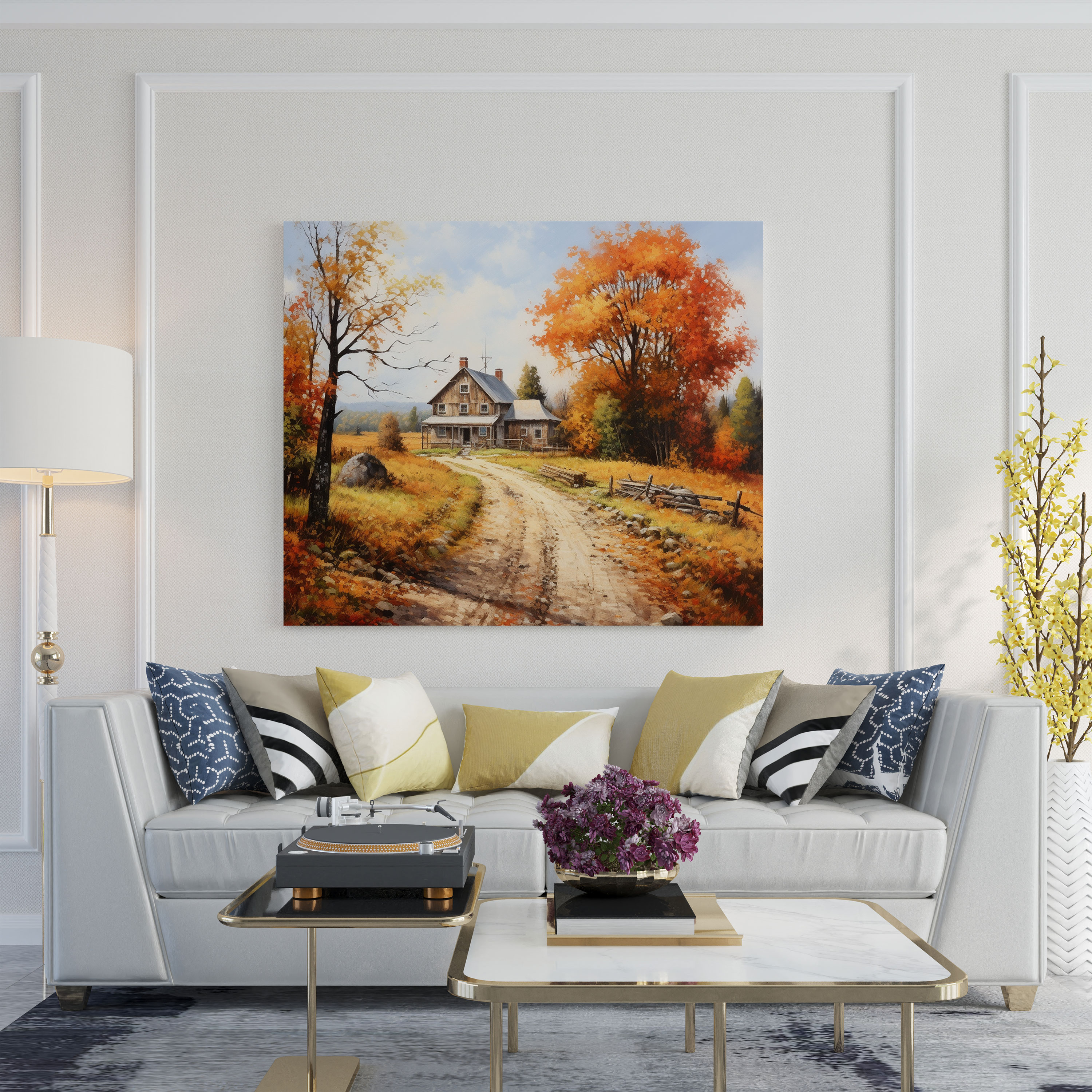 Rustic Autumn Road Canvas Print - Country Farmhouse Wall Art - Rustic, Wall Art, Picturesque Scenery, Rustic