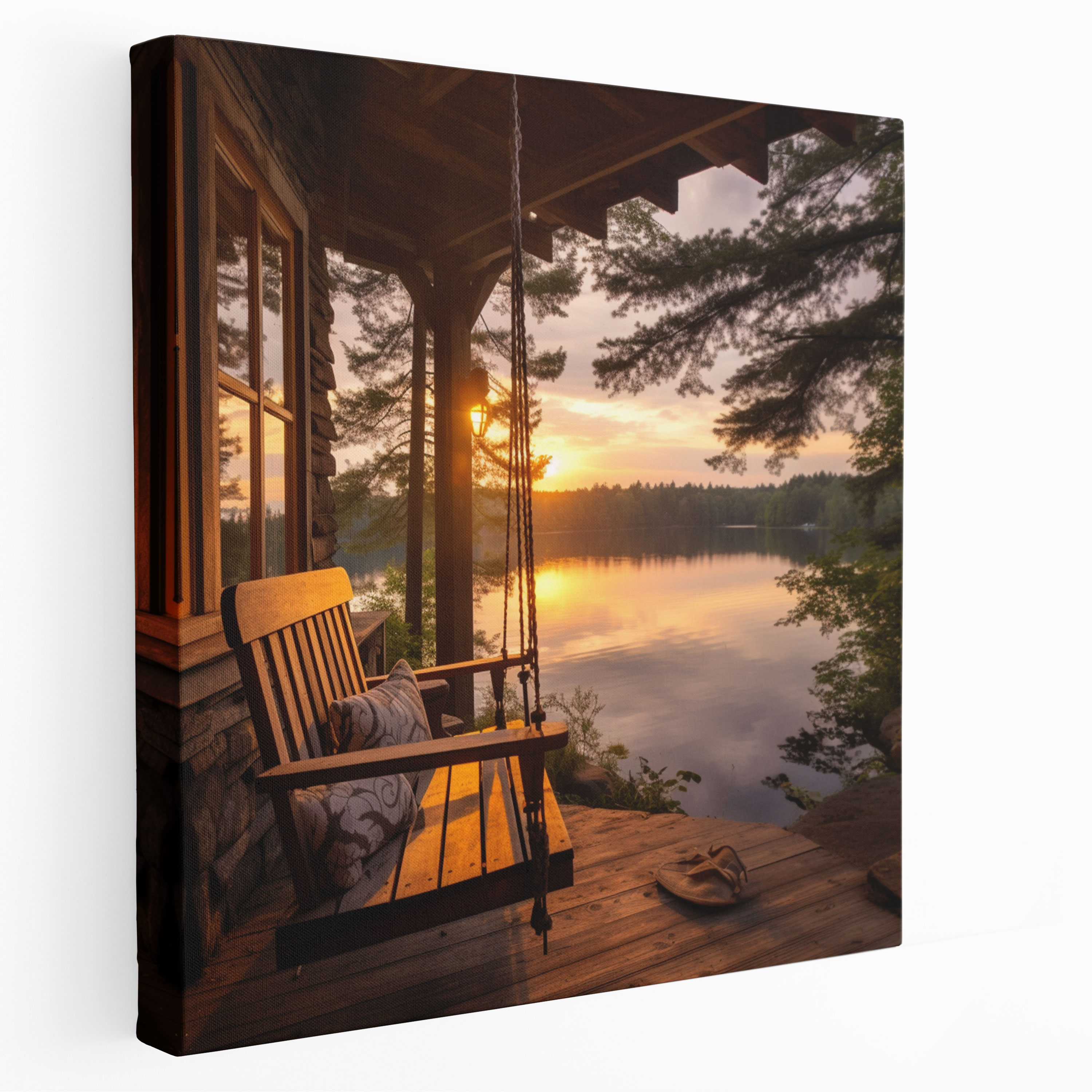 Country Porch Swing Duvar Sanatı - Sıcak Ahşap Tabelası Kanvas Tablo - Rustik Duvar Süslemesi Duvar Sanatı Ev Dekorasyonu
