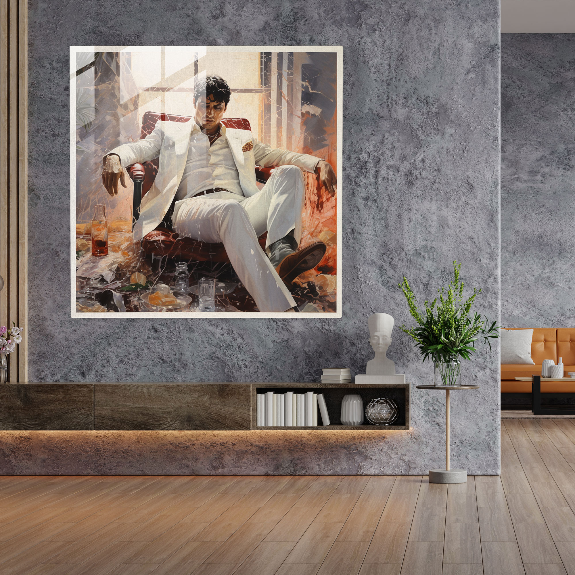 Scarface Final Scene Glass Print - Scarface, Tony Montana, Modern Art, Glass Wall Art