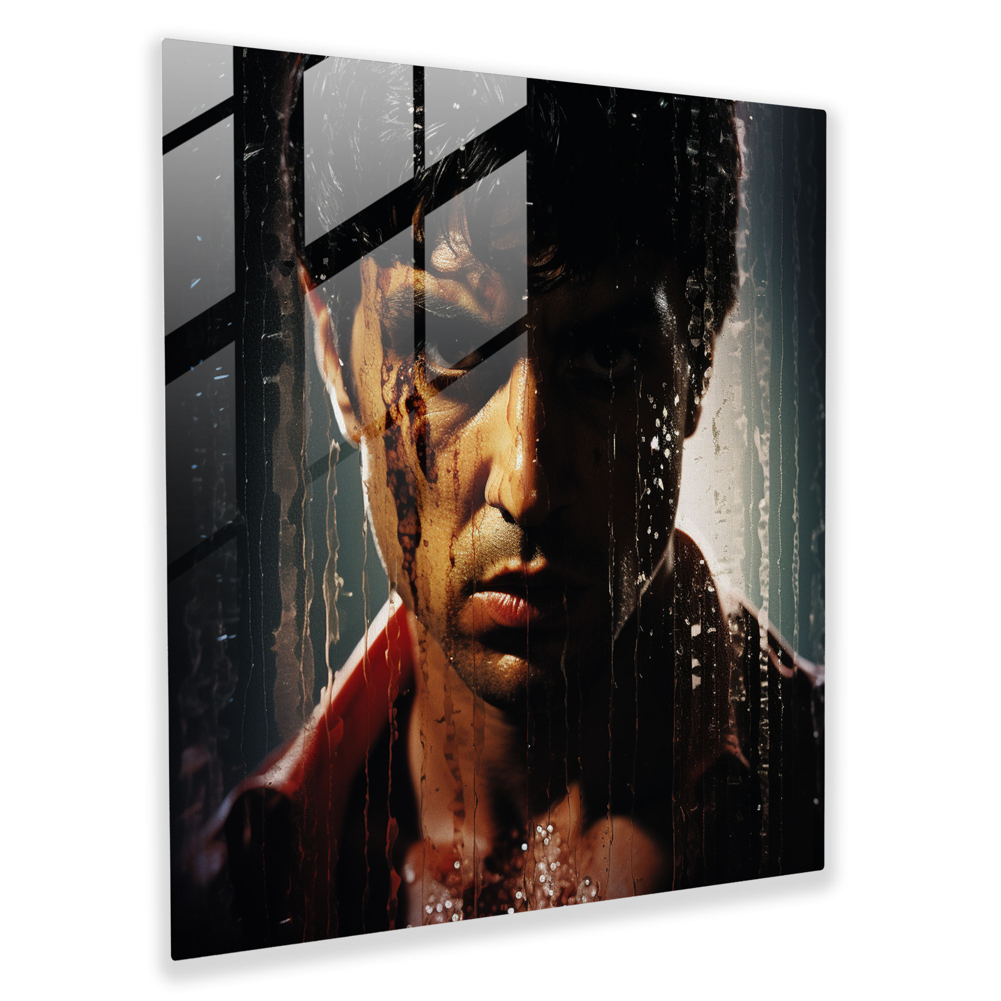 Scarface Intense Gaze Glass Print - Scarface, Modern Art, Intense Gaze, Wall Decoration