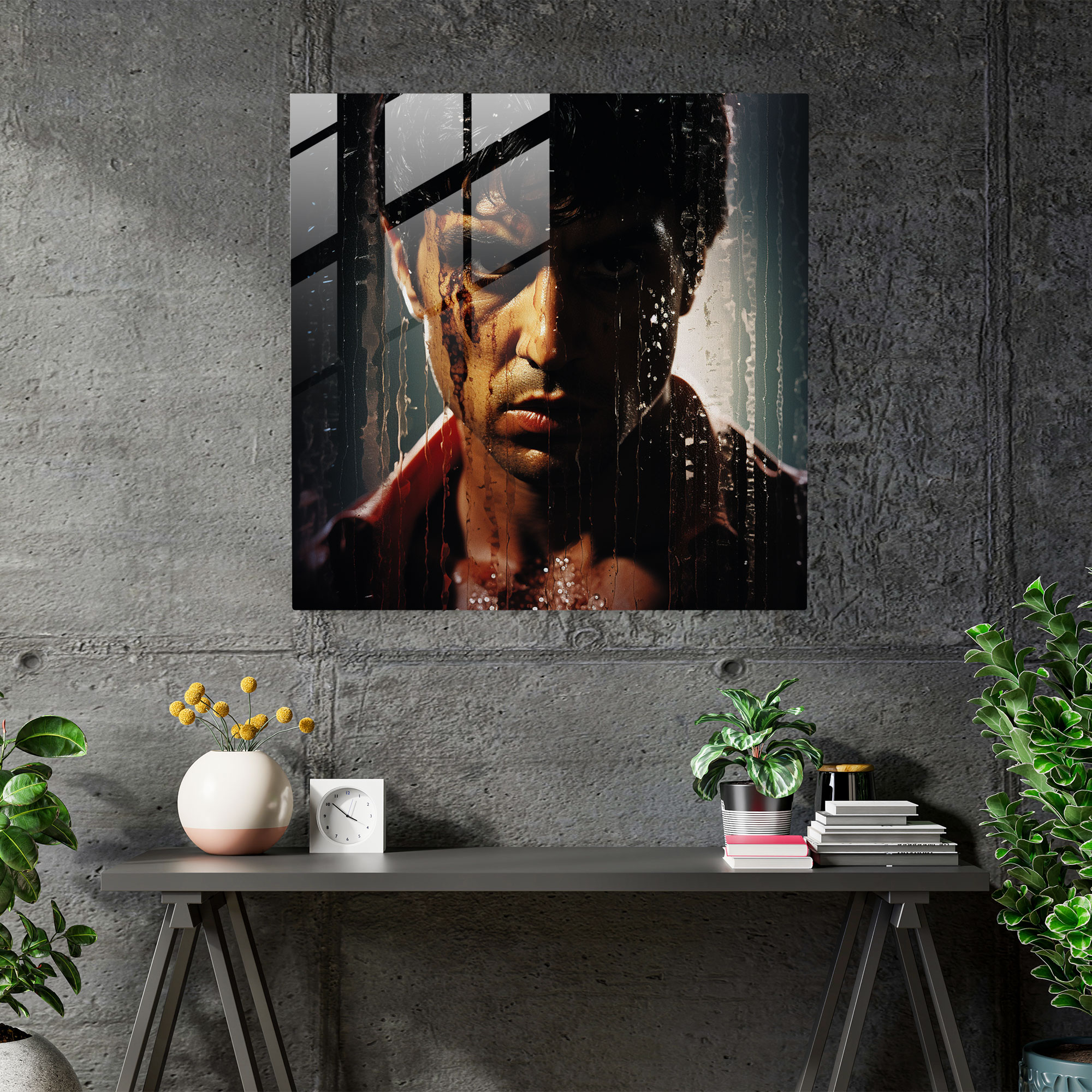 Scarface Intense Gaze Glass Print - Scarface, Modern Art, Intense Gaze, Wall Decoration