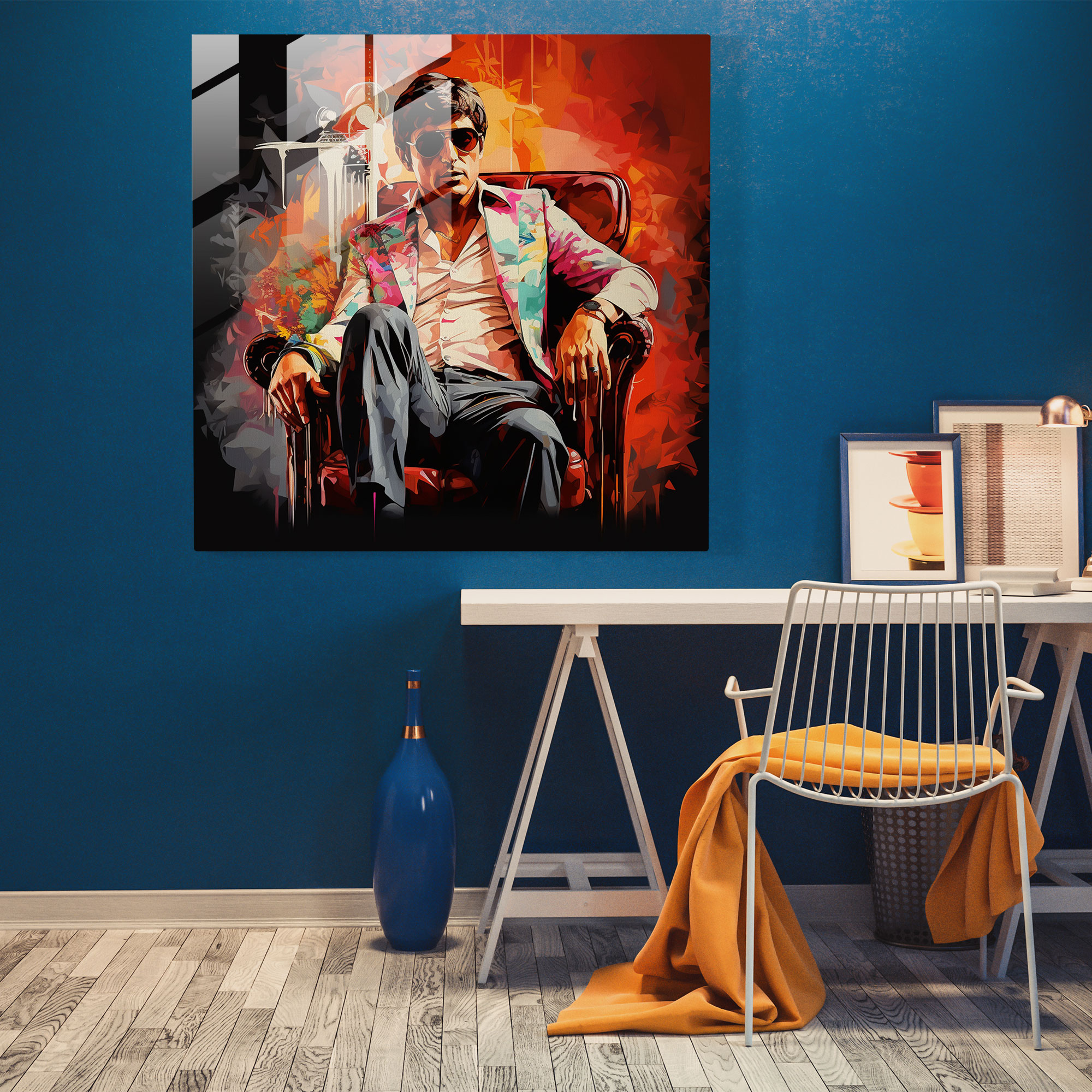 Scarface Street Art Glass Print - Scarface, Glass Print, Vibrant Colors, Home Decoration