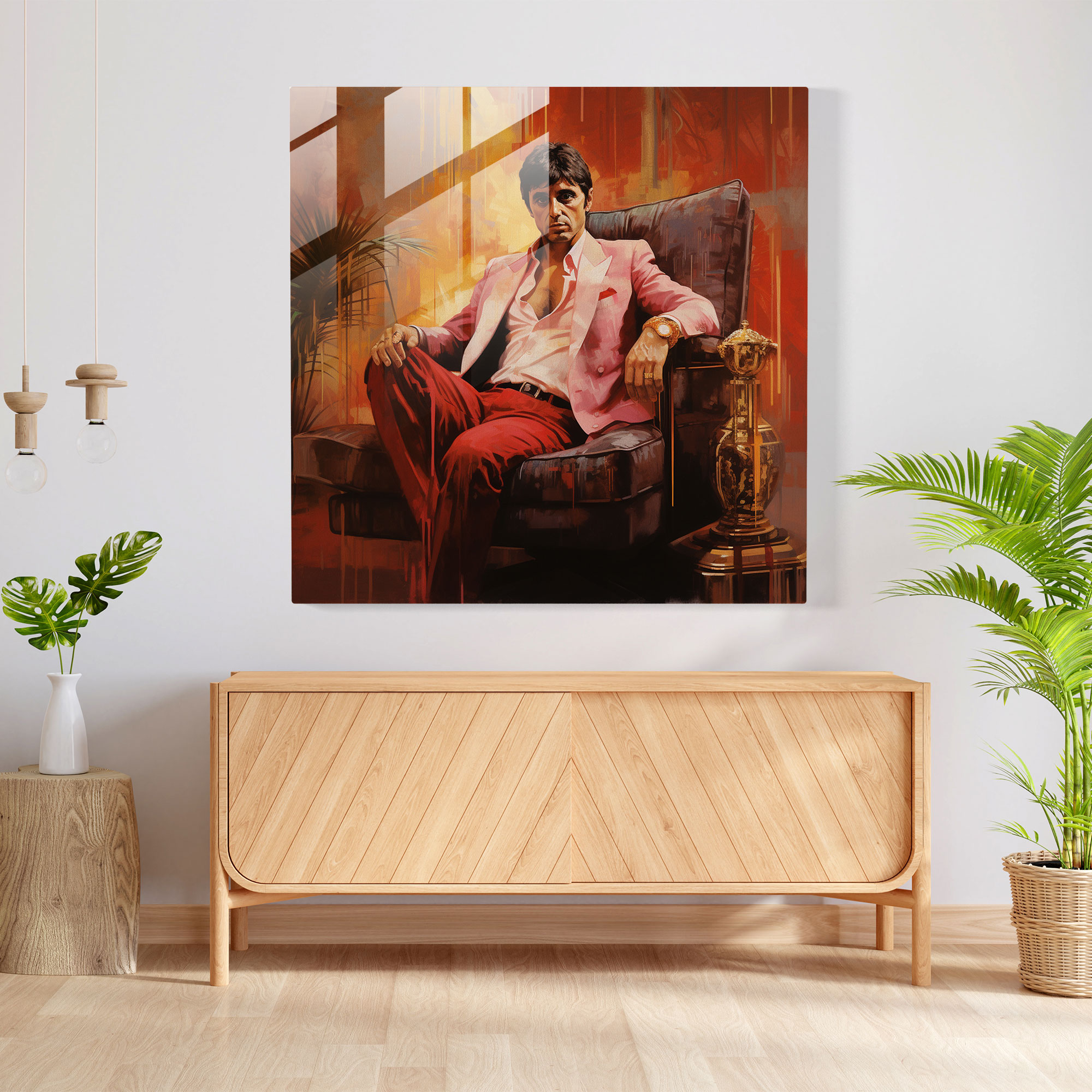 Scarface Dominant Presence Glass Print - Scarface, Power, Dominance, Wall Decoration