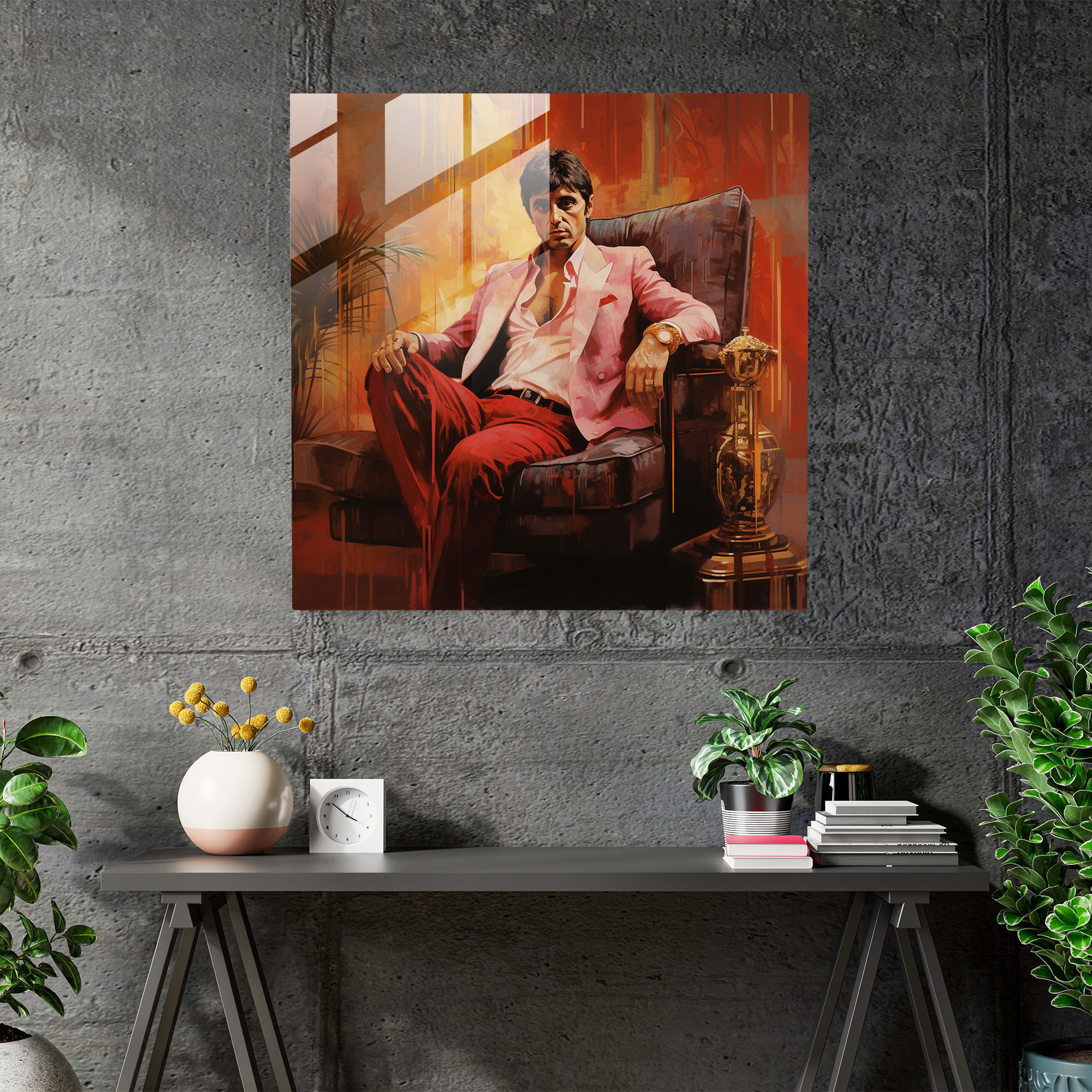 Scarface Dominant Presence Glass Print - Scarface, Power, Dominance, Wall Decoration