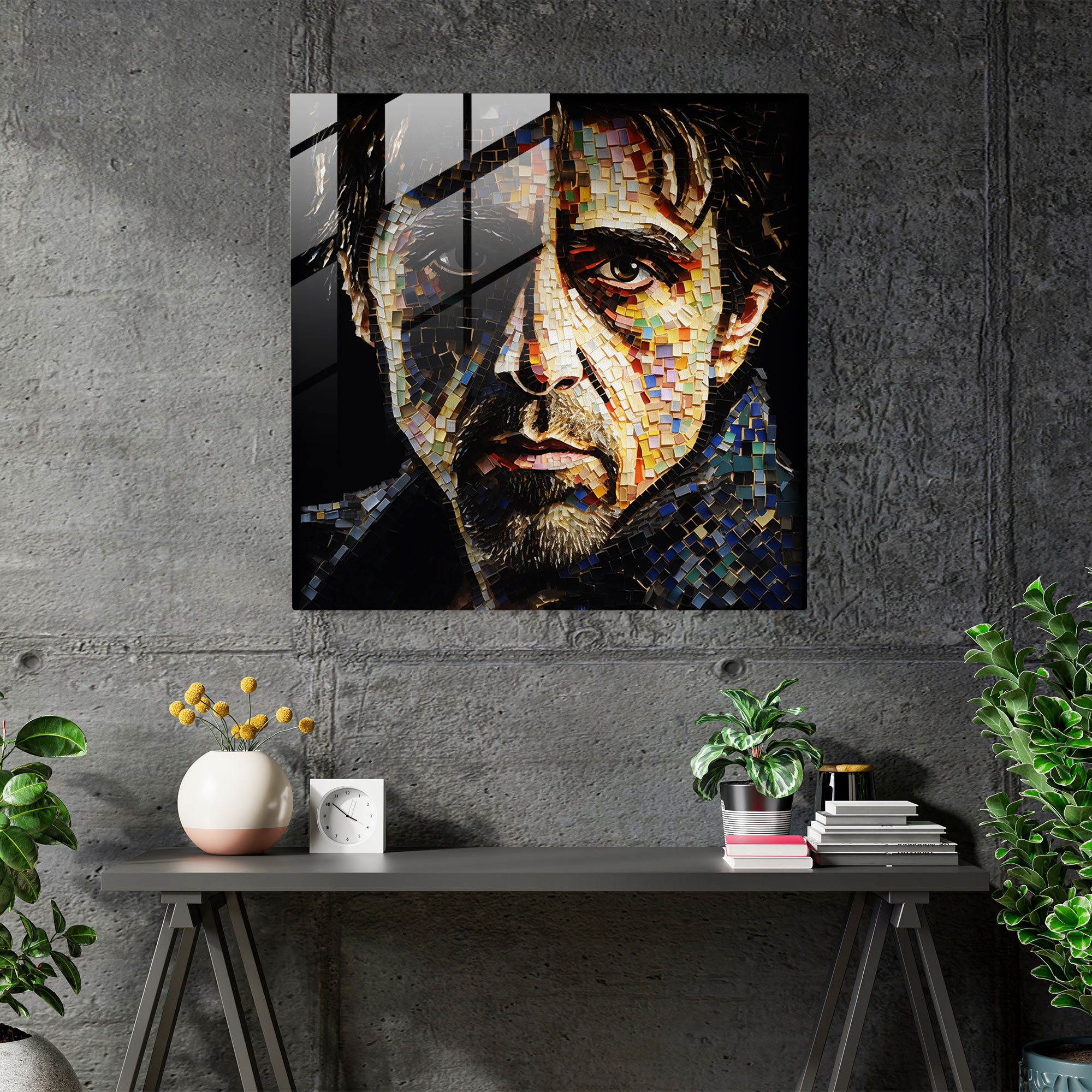 Scarface Mosaic Glass Print - Scarface, Mosaic Artwork, Impeccable Craftsmanship, Modern Art
