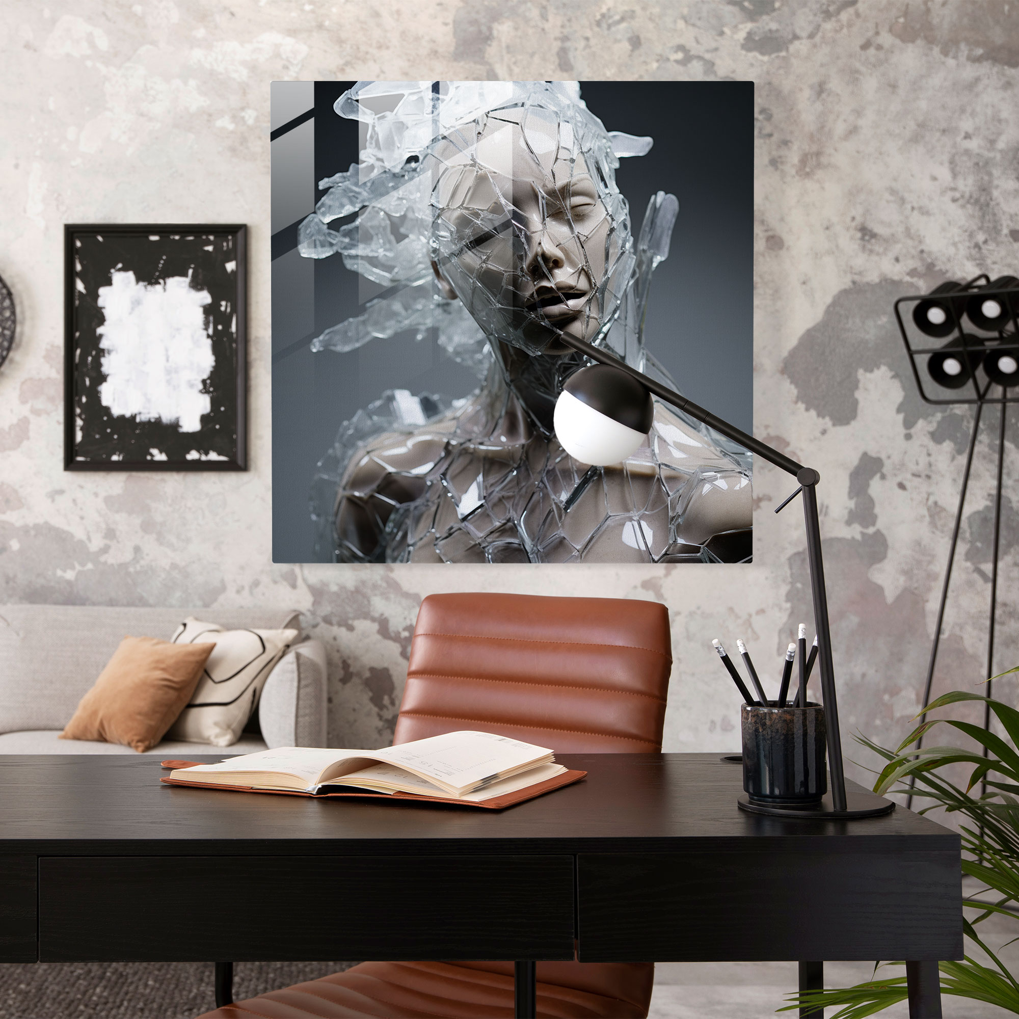 Scarface Glass Print - Scarface, Glass Print, Surrealist Sculpture, Home Decoration