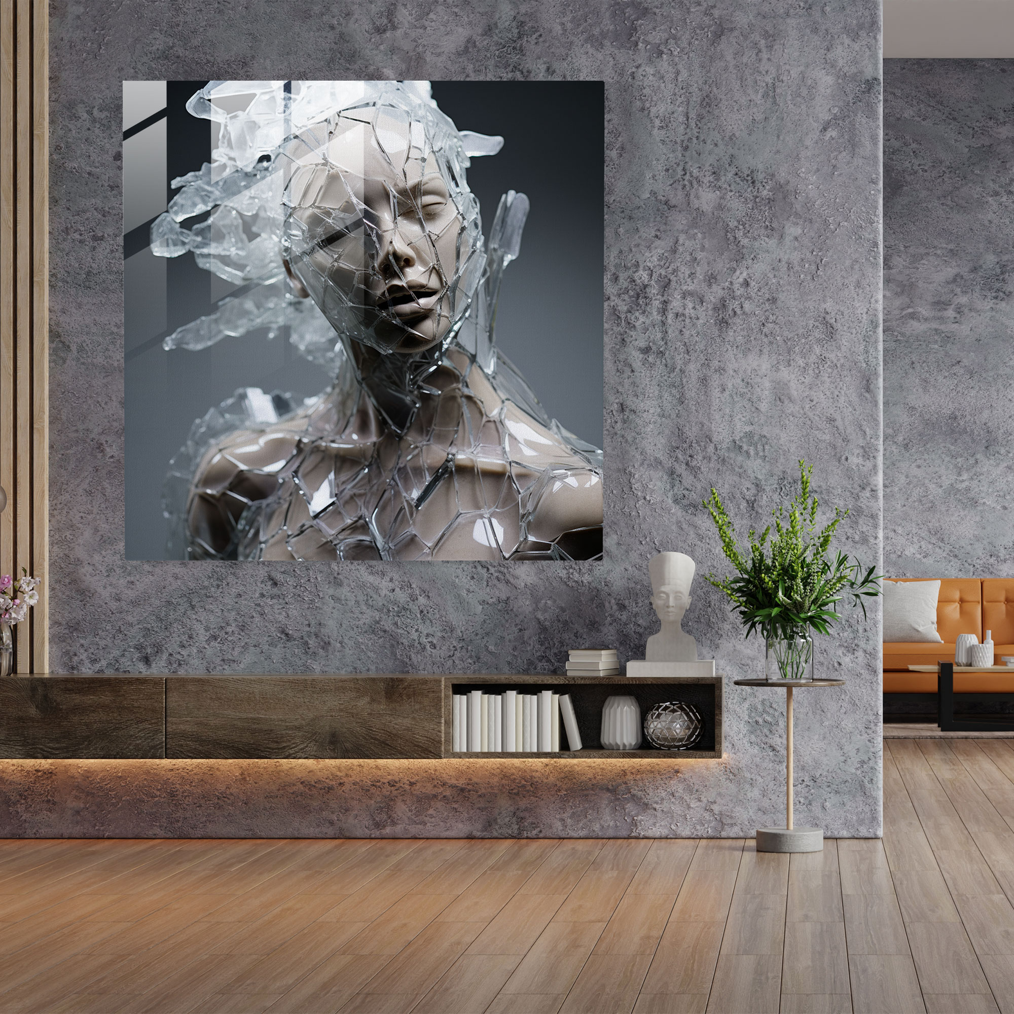 Scarface Glass Print - Scarface, Glass Print, Surrealist Sculpture, Home Decoration