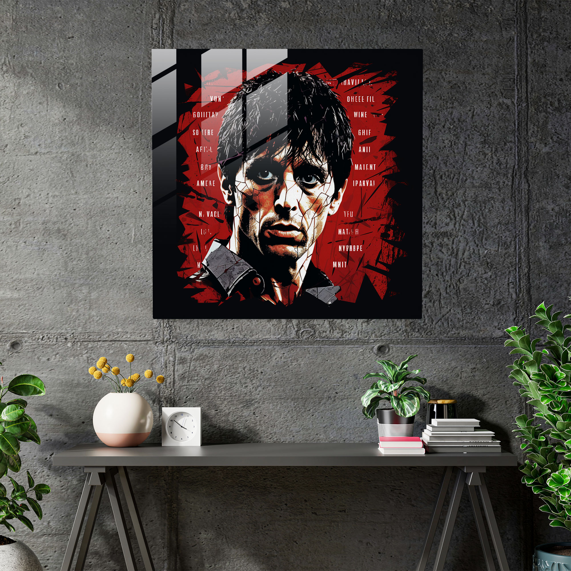 Scarface Intensity Glass Print - Scarface, Home Decoration, Modern Art, Wall Decoration