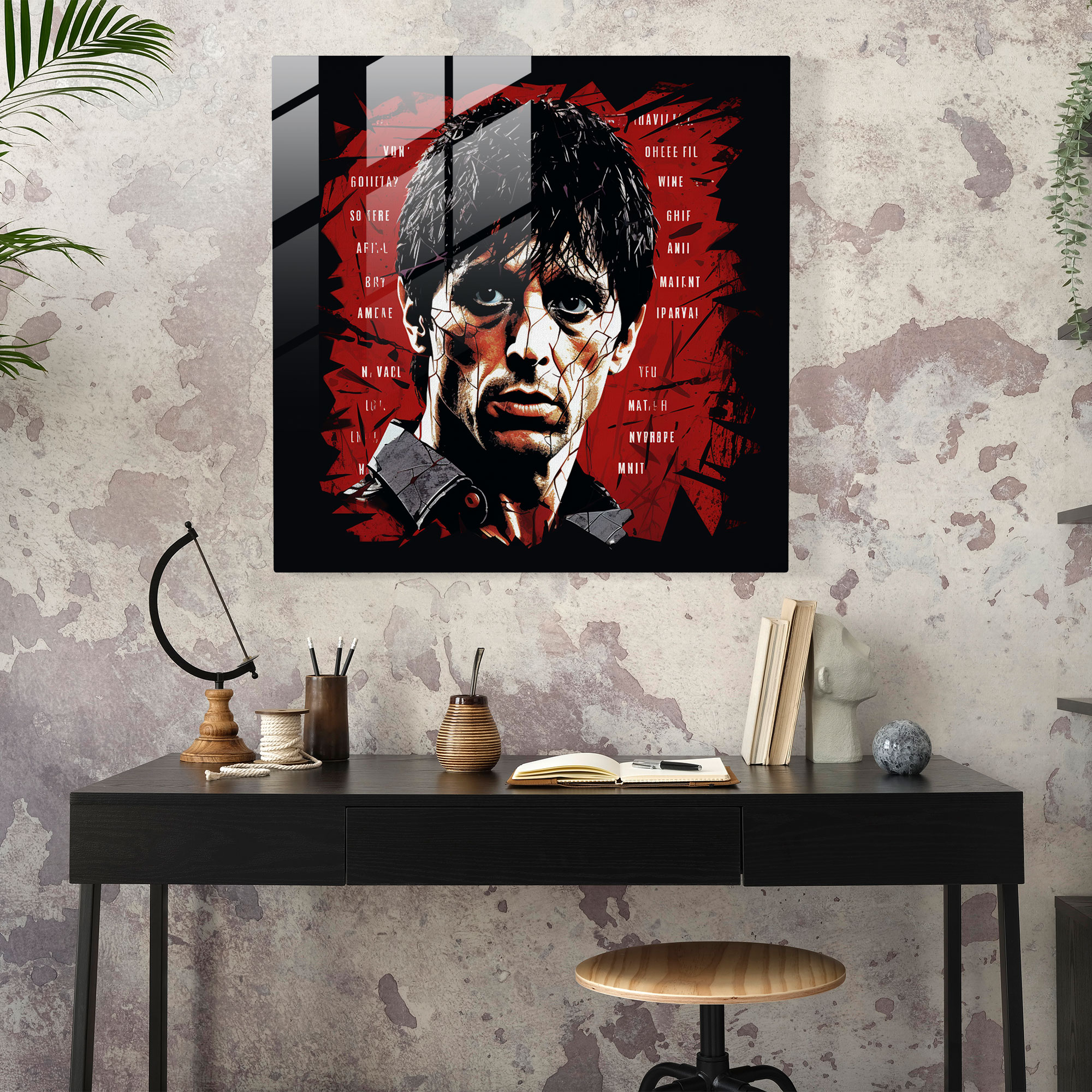 Scarface Intensity Glass Print - Scarface, Home Decoration, Modern Art, Wall Decoration