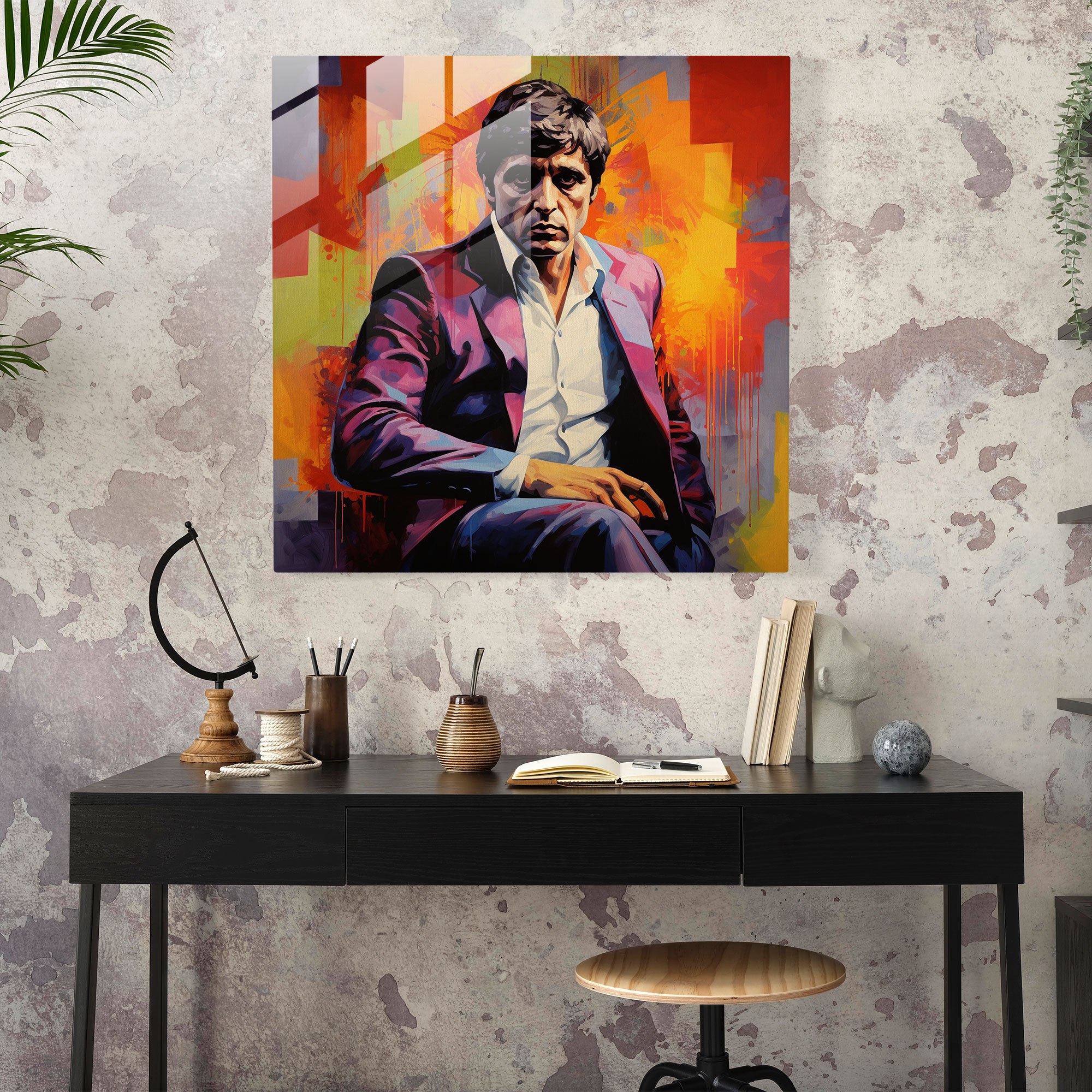 Scarface Modern Portrait Glass Print - Scarface, Glass Art, Bold, Glass Print