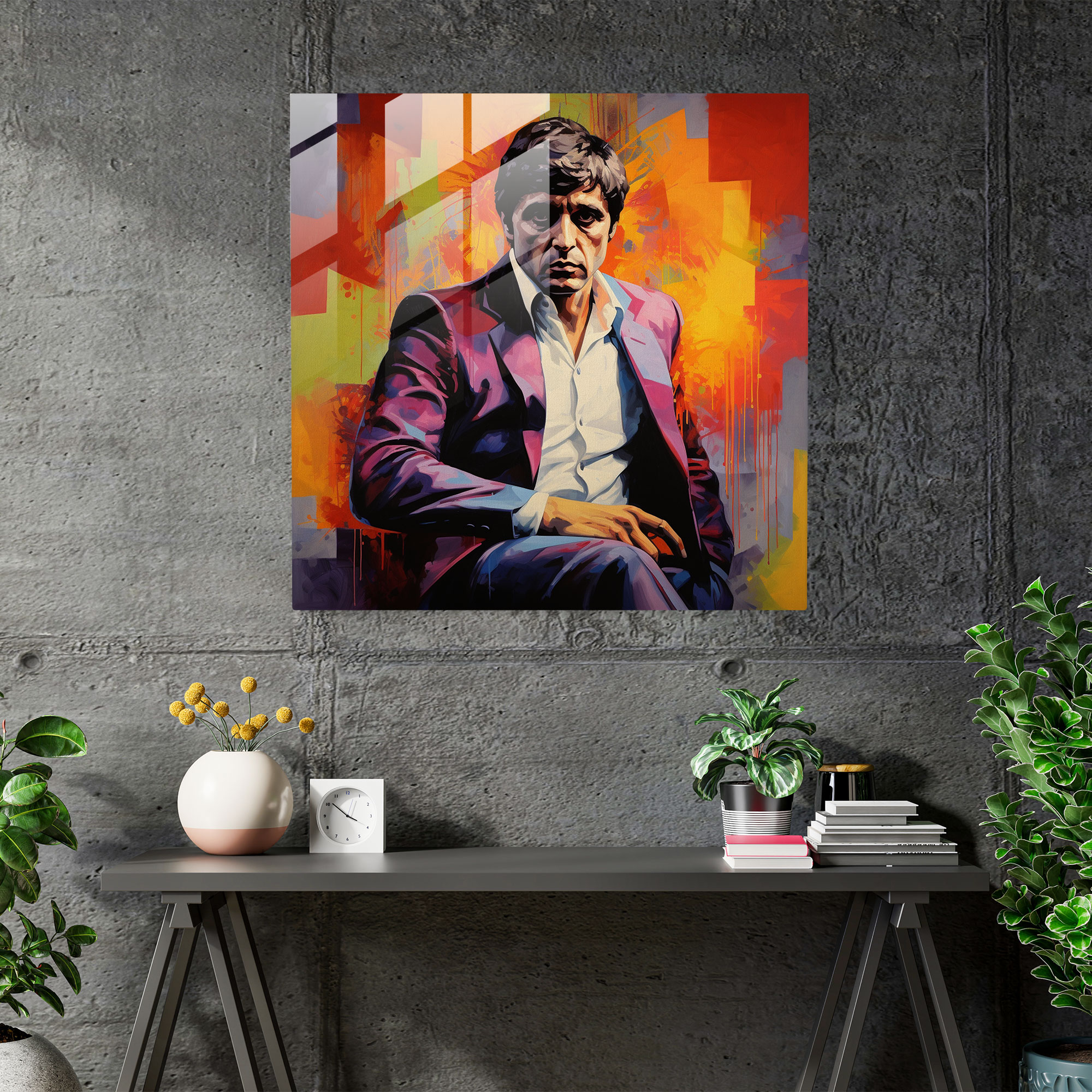 Scarface Modern Portrait Glass Print - Scarface, Glass Art, Bold, Glass Print