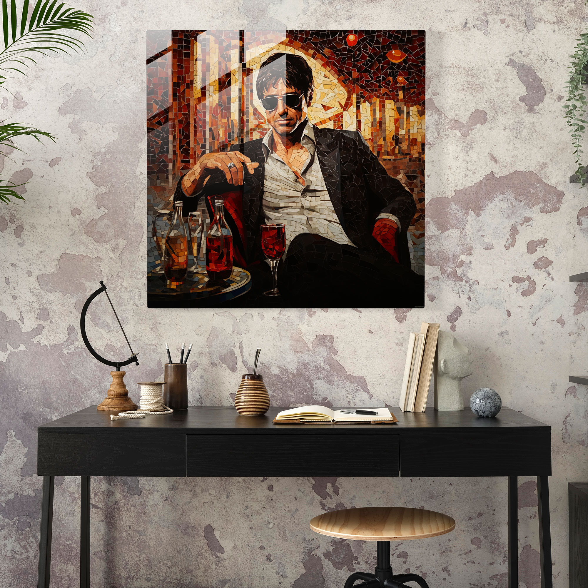 Scarface Mosaic Glass Print - Scarface, Wall Decoration, Home Decoration, Scarface