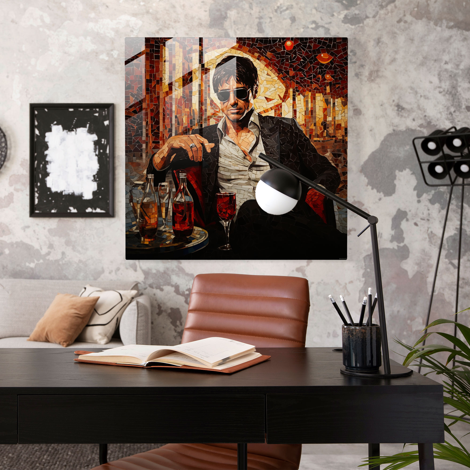 Scarface Mosaic Glass Print - Scarface, Wall Decoration, Home Decoration, Scarface
