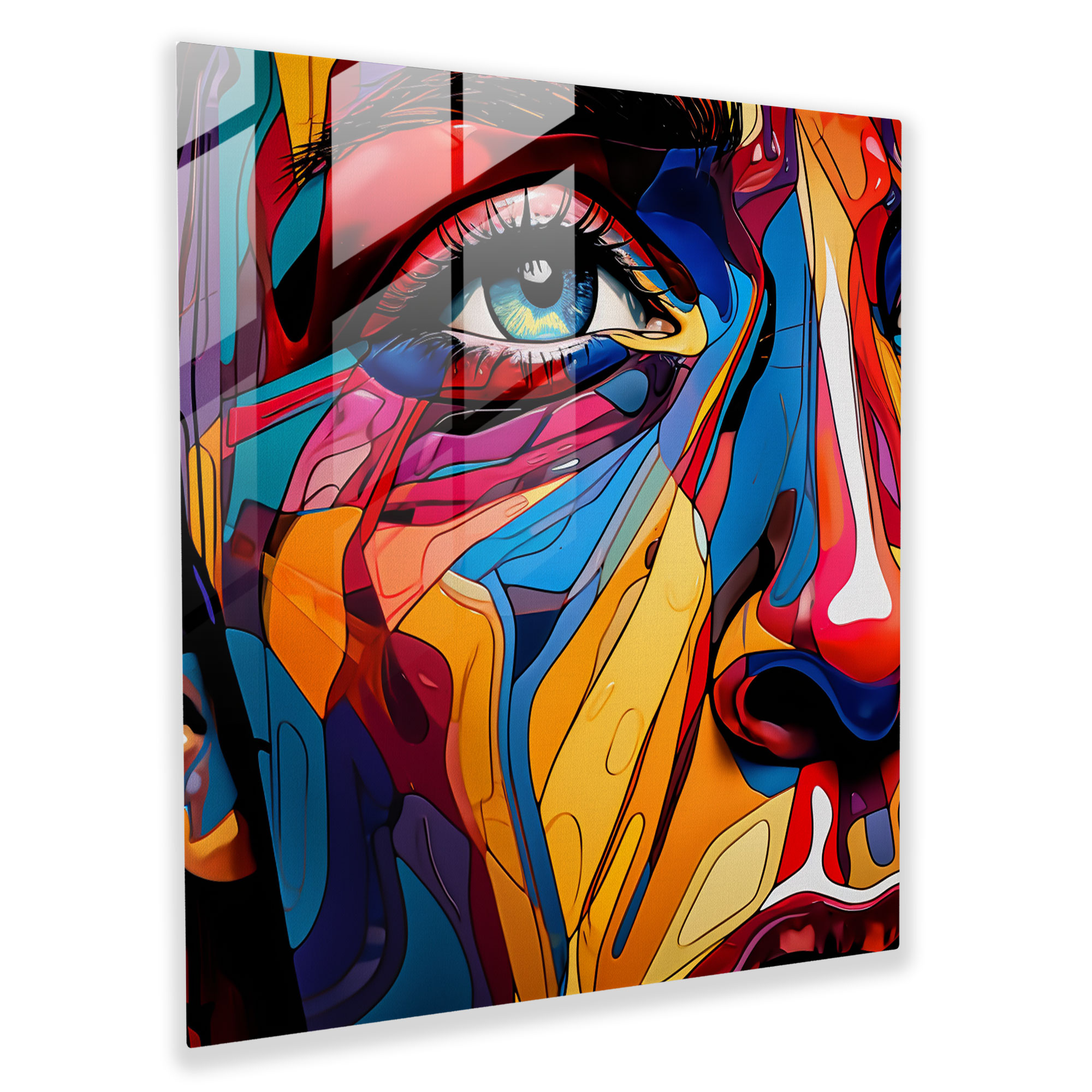 Scarface Pop Art Glass Print - Scarface, Scar-Faced Man, Wall Decoration, Vibrant Colors