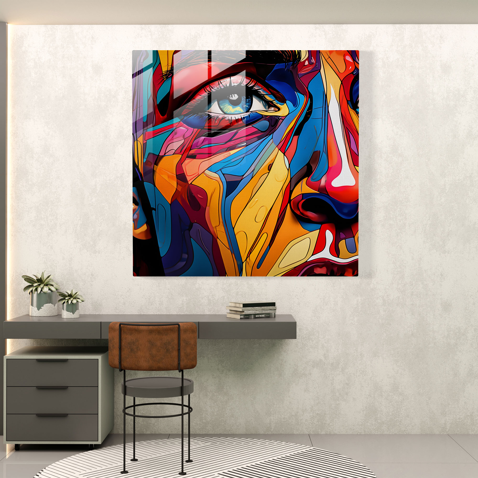 Scarface Pop Art Glass Print - Scarface, Scar-Faced Man, Wall Decoration, Vibrant Colors