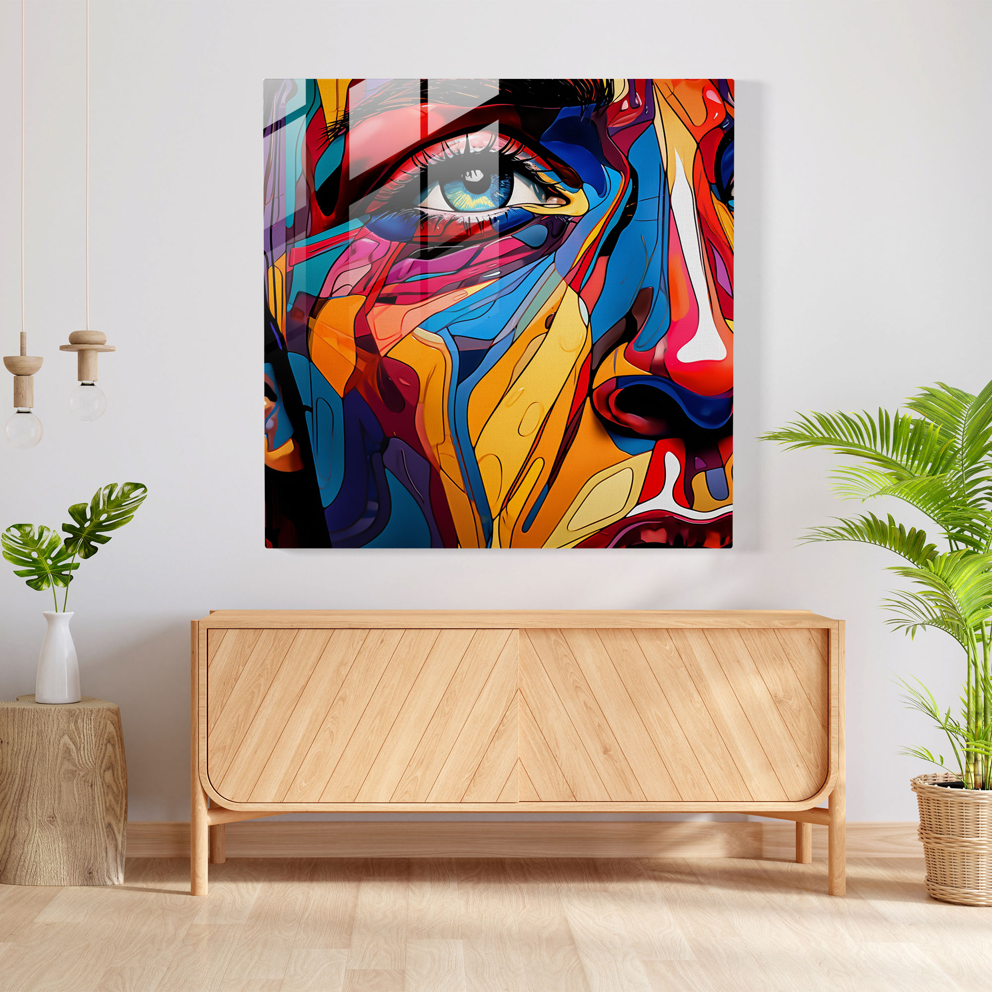 Scarface Pop Art Glass Print - Scarface, Scar-Faced Man, Wall Decoration, Vibrant Colors