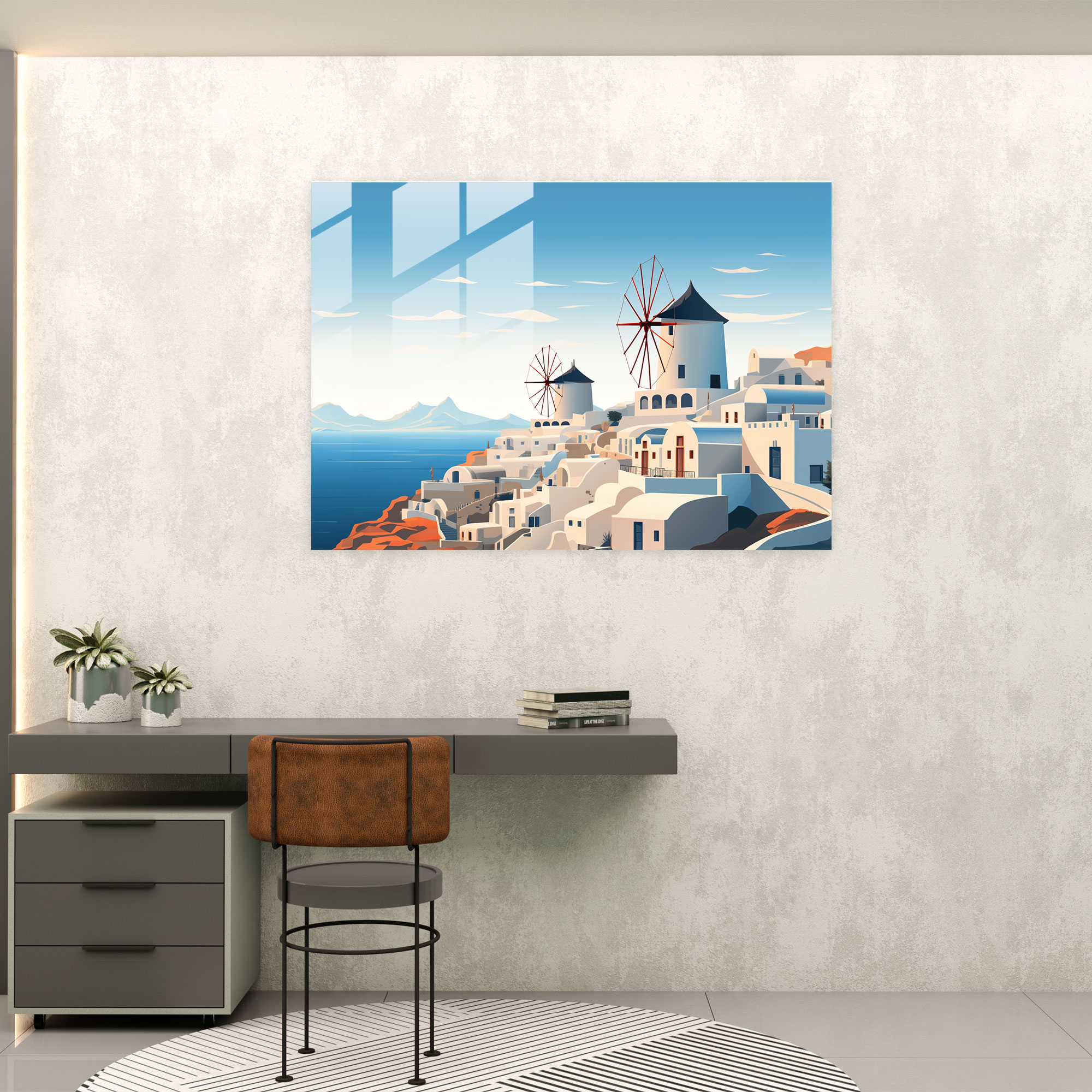 Santorini Wall Decoration - Minimalist Windmills - Santorini, Windmills, Santorini, Home Decoration