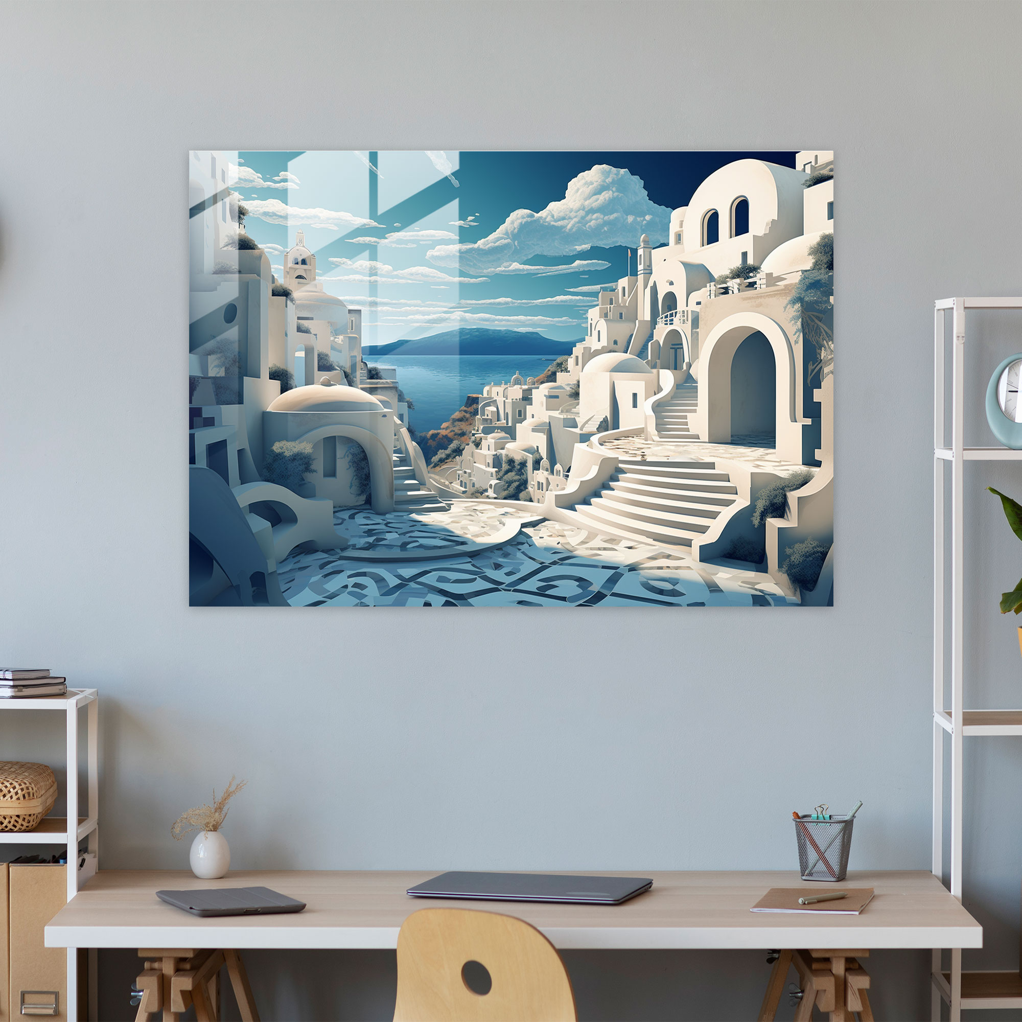 Santorini Modern Art - Surreal Digital Masterpiece - Santorini, Home Decoration, Wall Decoration, Santorini