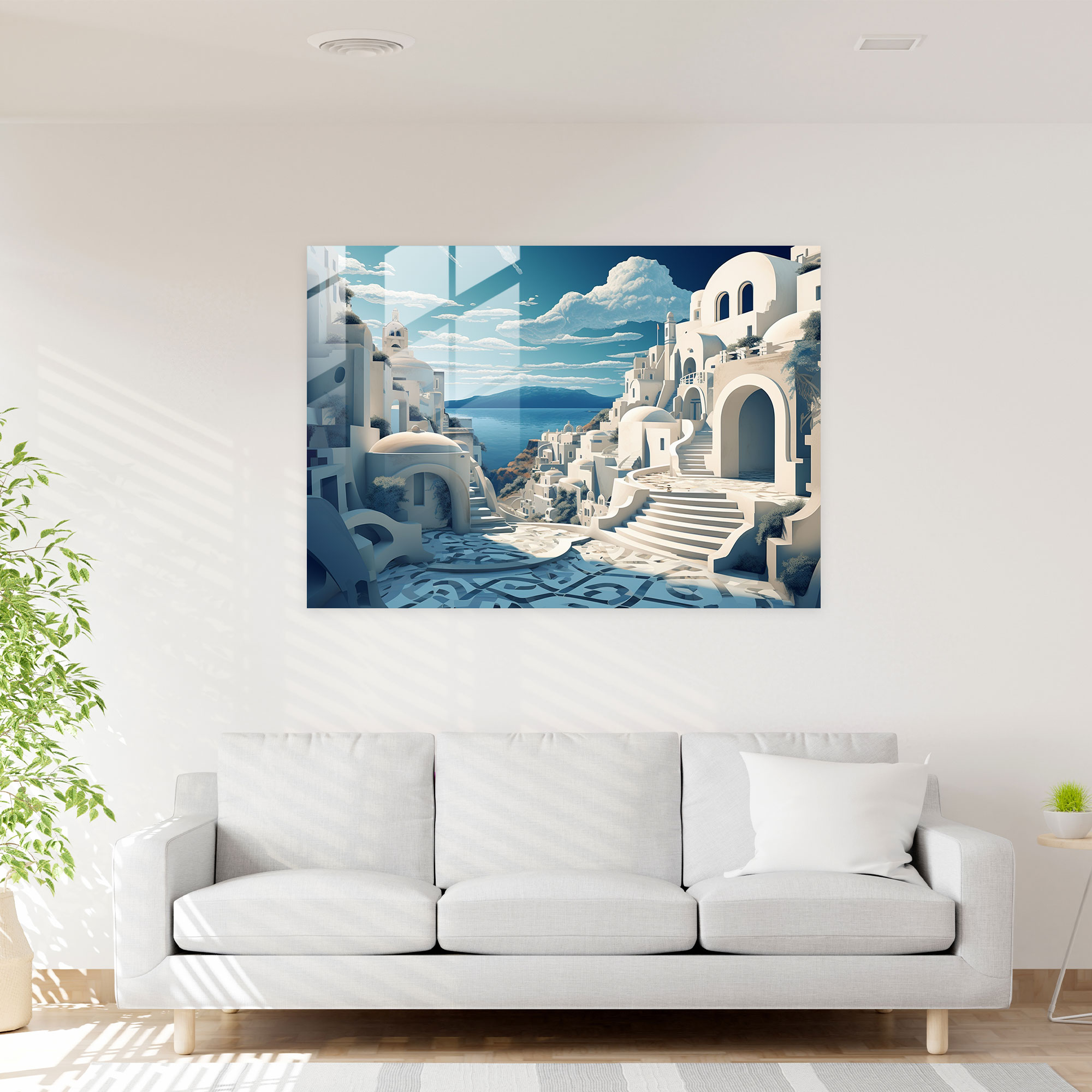Santorini Modern Art - Surreal Digital Masterpiece - Santorini, Home Decoration, Wall Decoration, Santorini