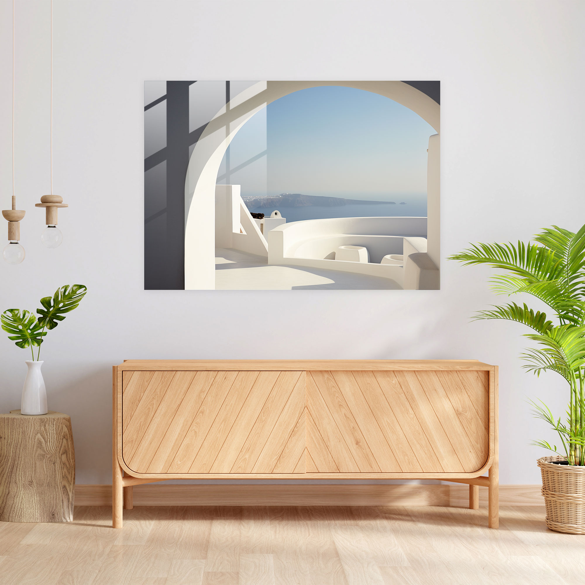 Santorini Cam Tablo: Mimari Keyif - Santorini Modern Sanat Çağdaş Fotoğraf