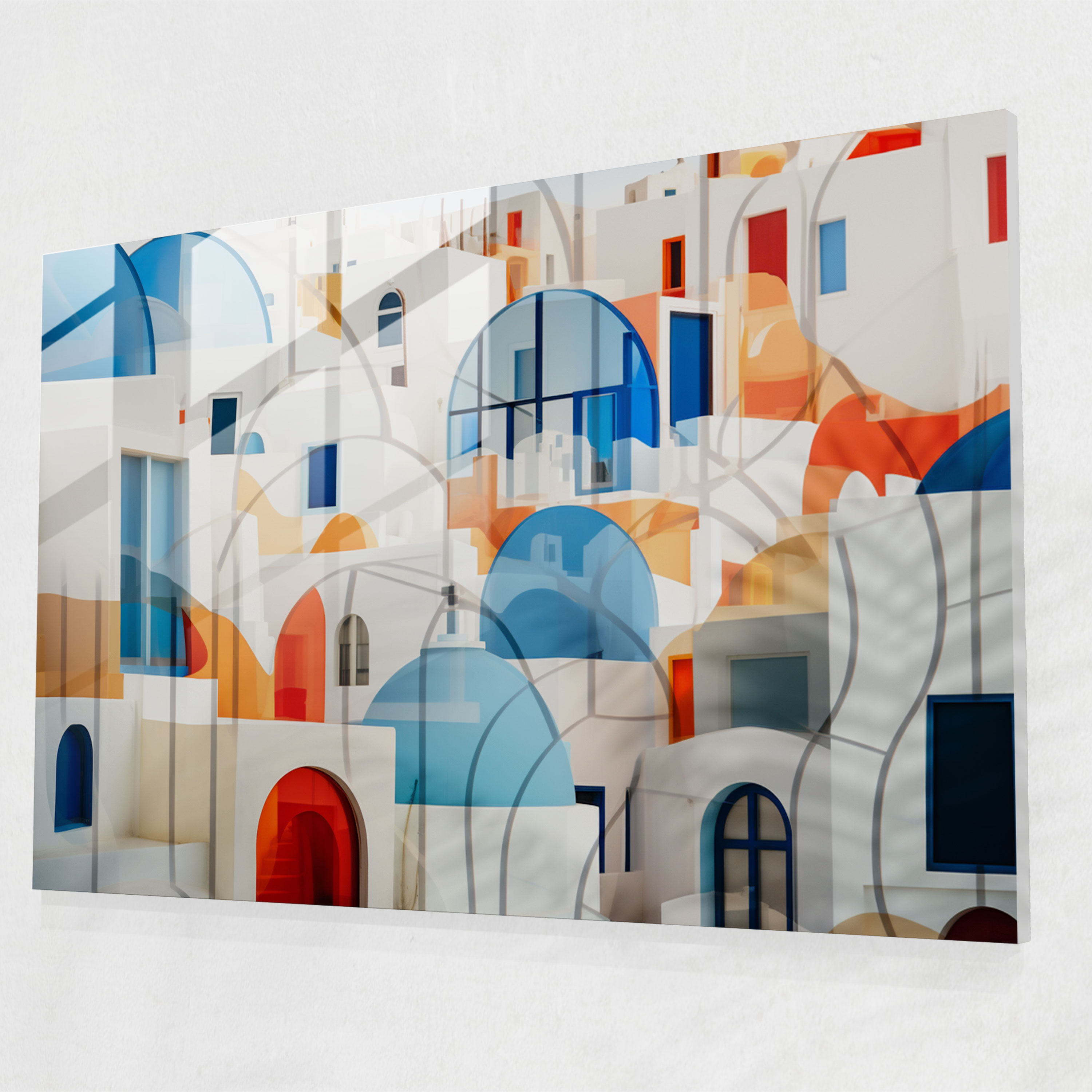 Santorini Cam Sanatı: Geometrik Uyum - Santorini Görsel Büyüleyici Mimari Unsurlar Modern Sanat