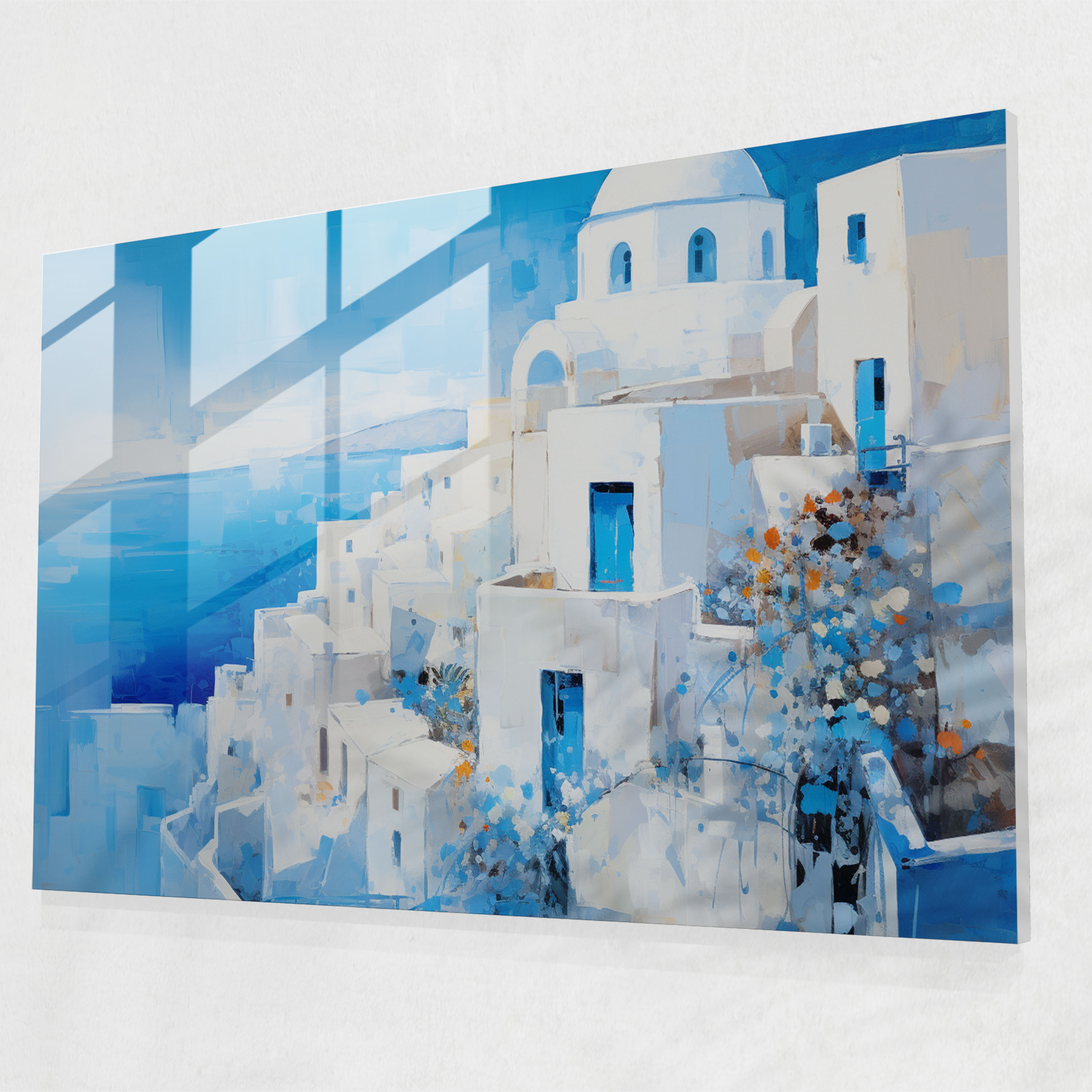 Santorini Glass Print - Santorini, Glass Print, Santorini, Modern Art