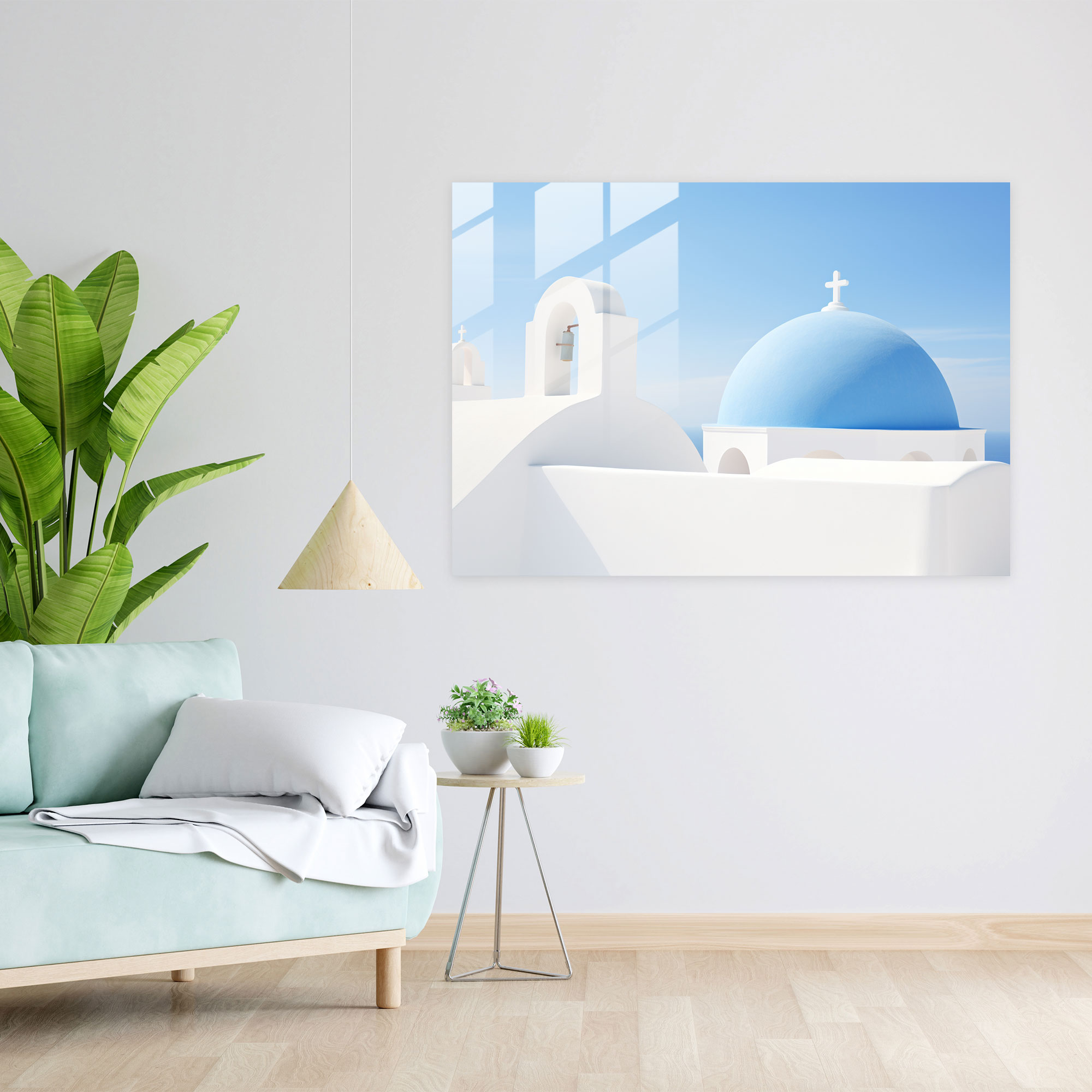 Santorini Glass Print - Minimalist Glass Wall Art - Santorini, Santorini, Glass Wall Art, Minimalist Photograph