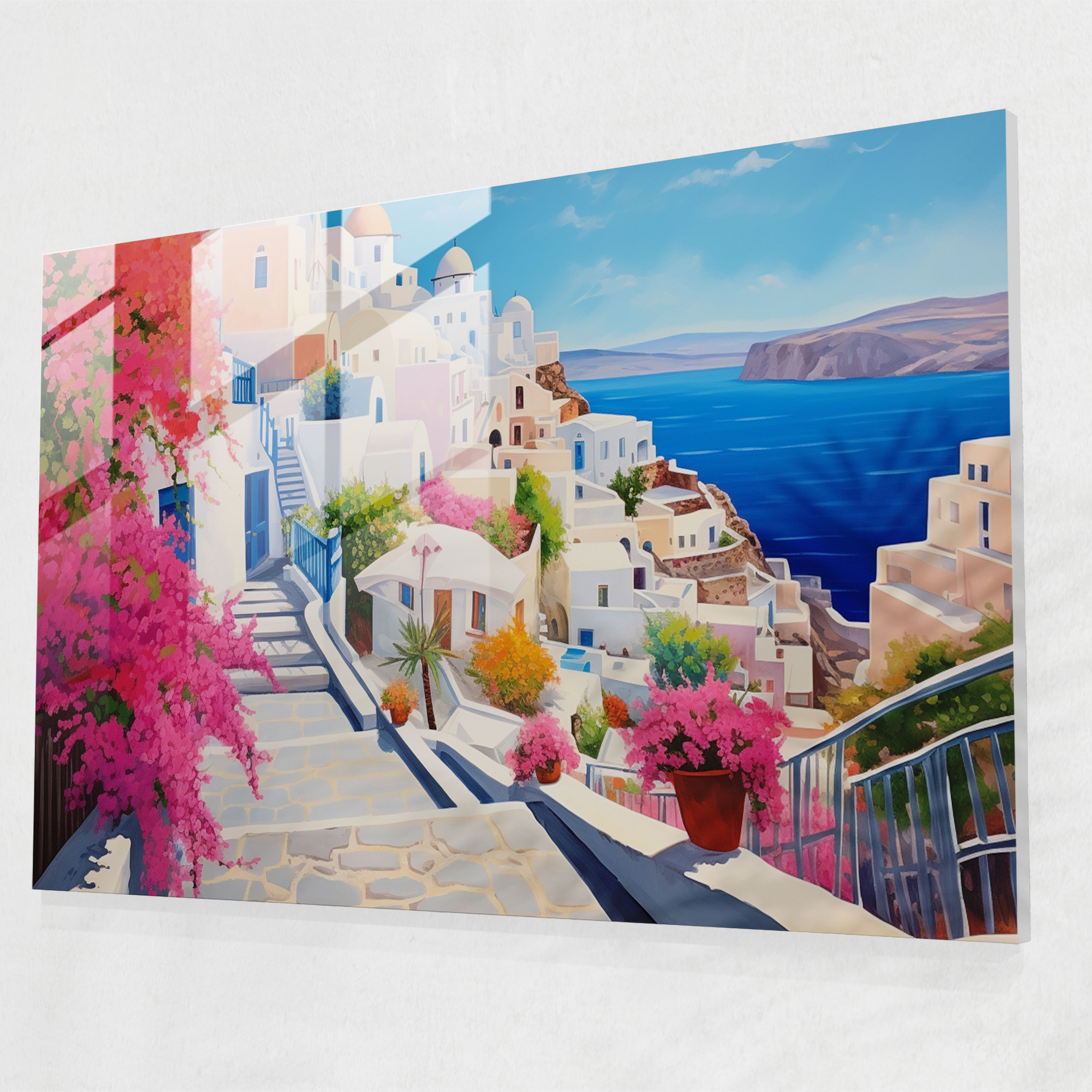 Santorini Glass Art - Santorini, Oia, Glass Art, Modern Art