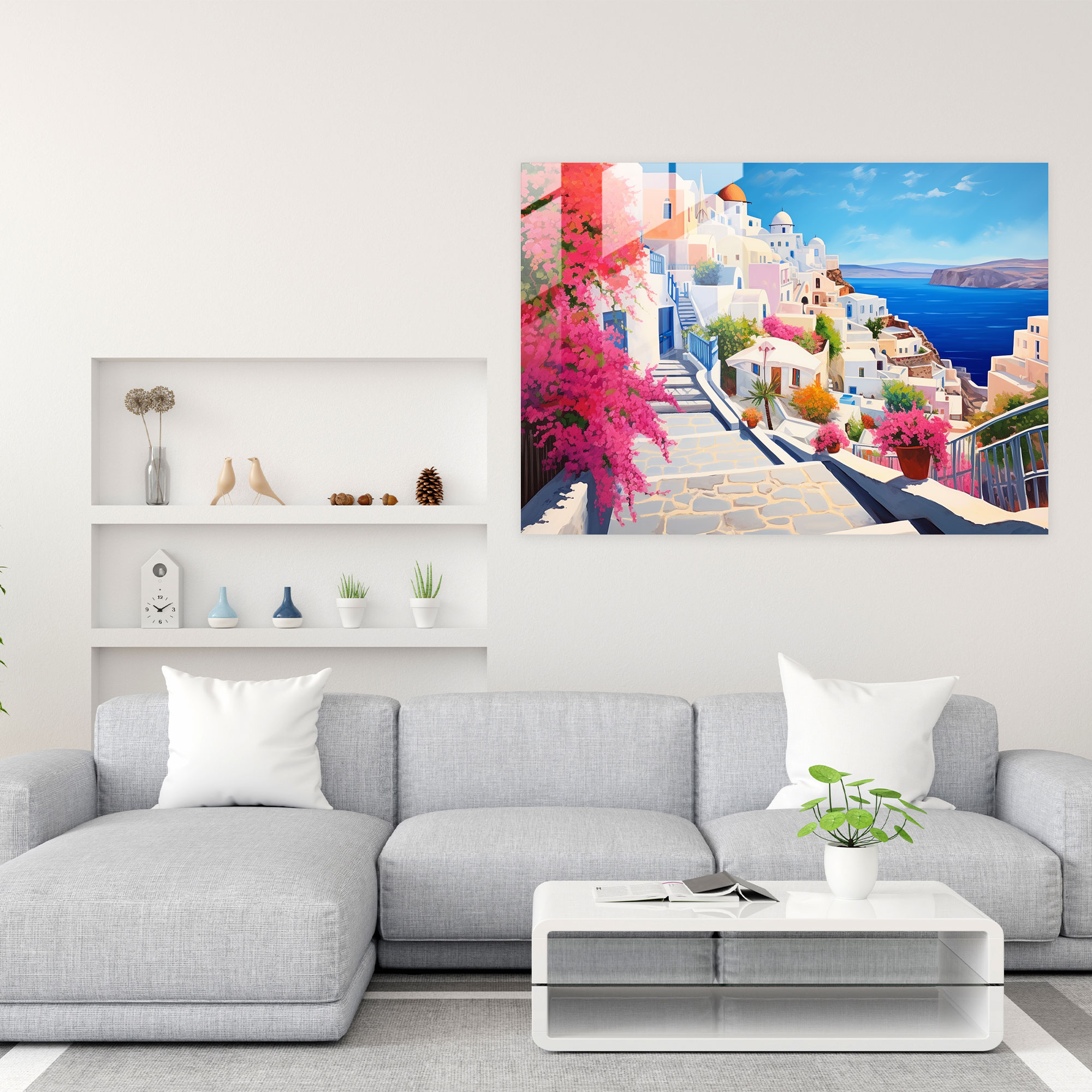 Santorini Glass Art - Santorini, Oia, Glass Art, Modern Art