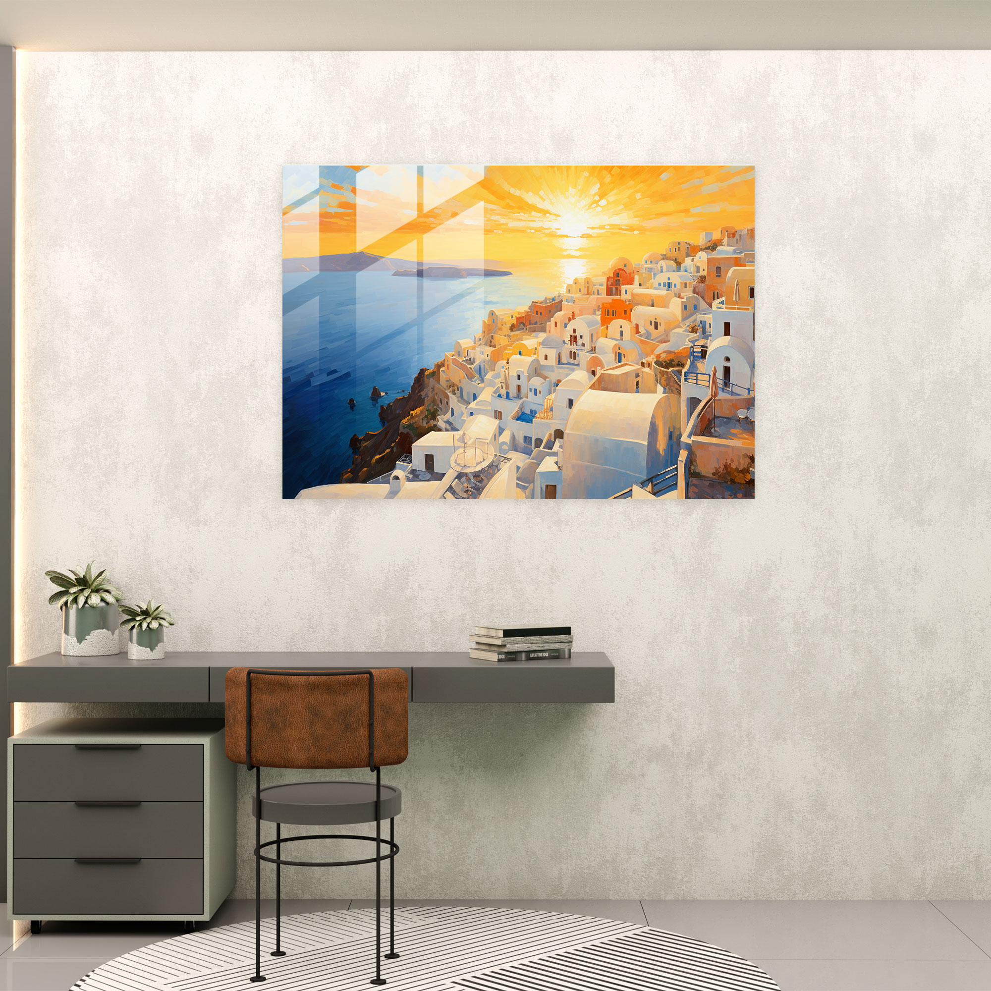 Santorini Modern Art - Santorini, Famous Sunset, Modern Art, Impressionist Painting