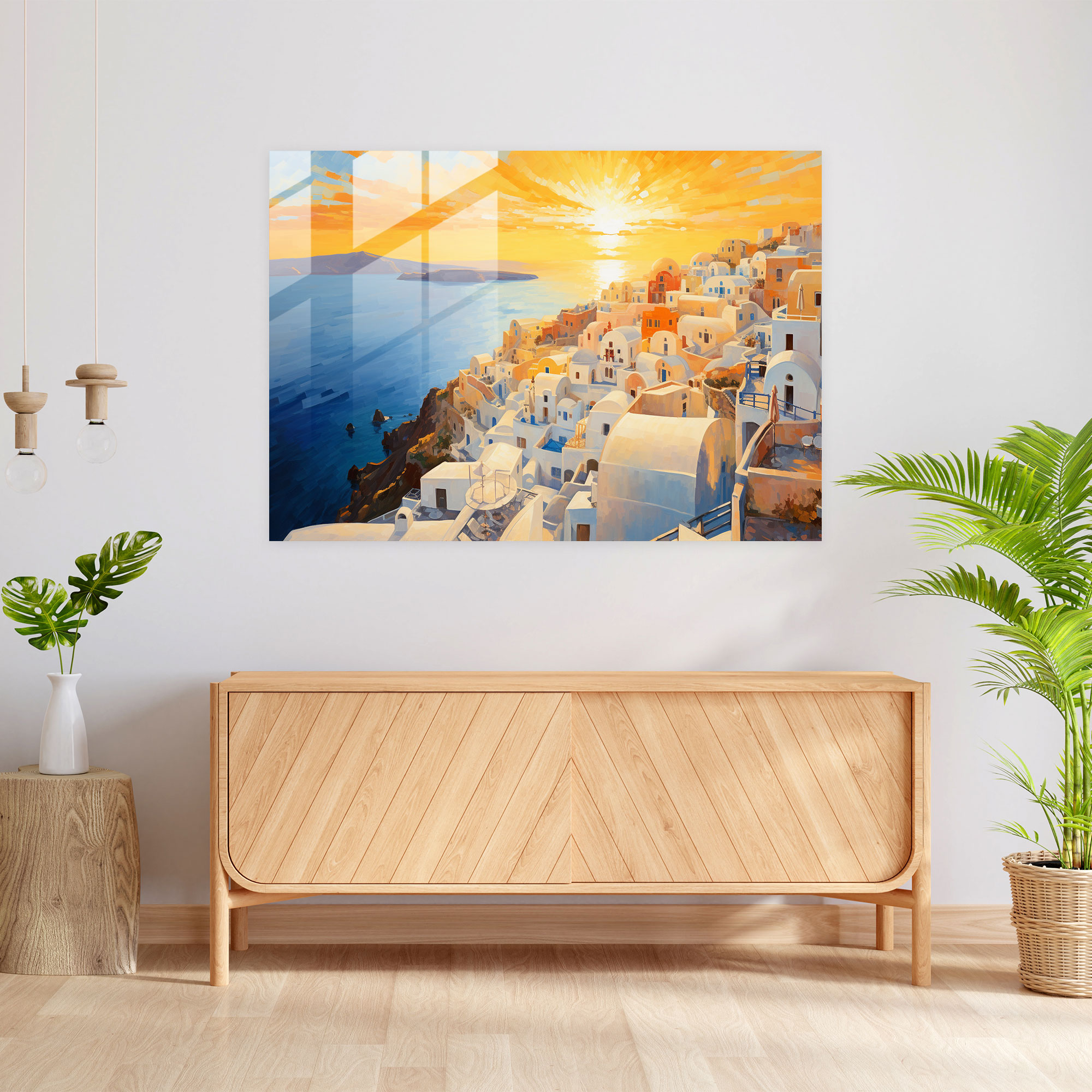 Santorini Modern Art - Santorini, Famous Sunset, Modern Art, Impressionist Painting