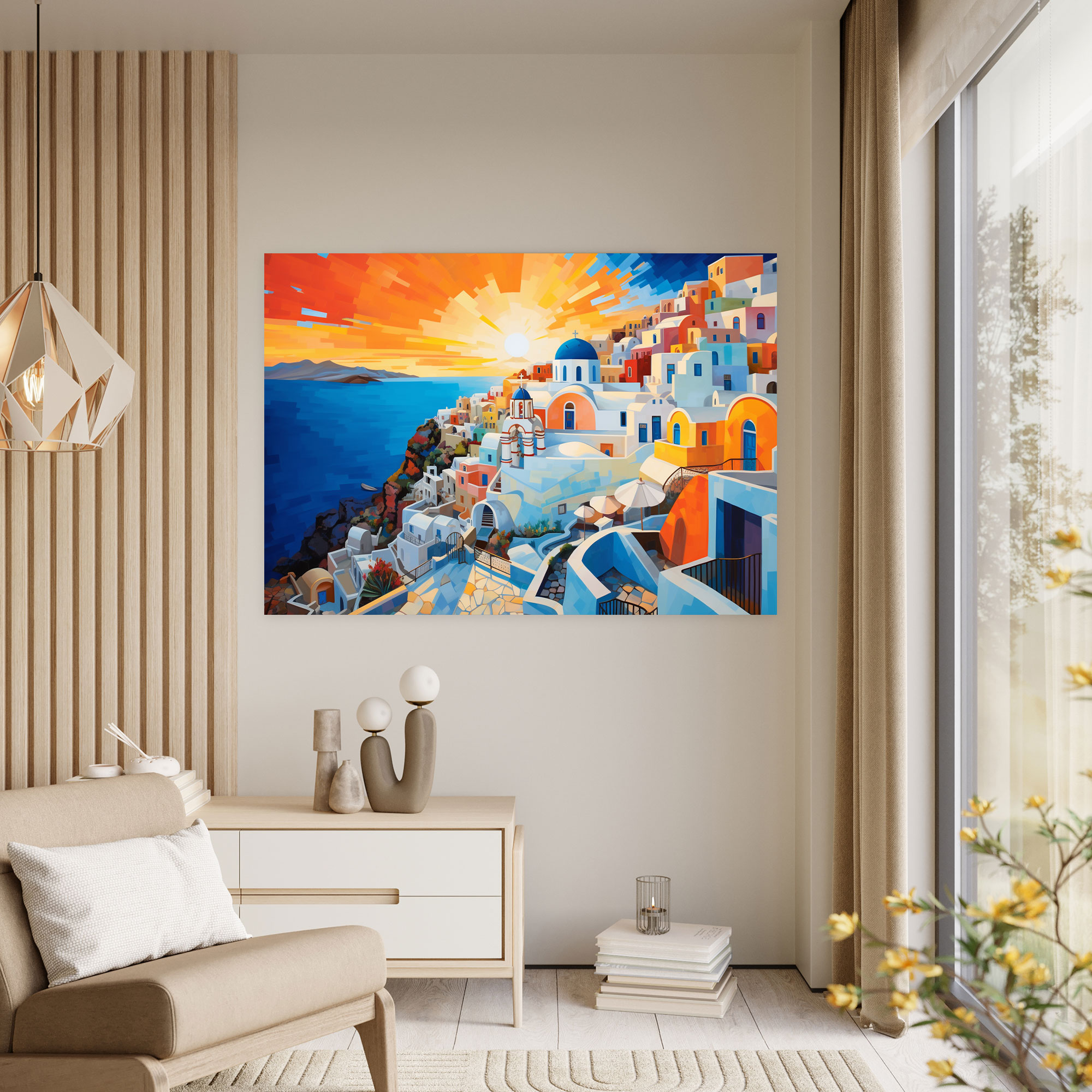 Santorini Canvas Print - Colorful Abstract Sunset Wall Art - Santorini, Canvas Wall Art, Transform, Sunset